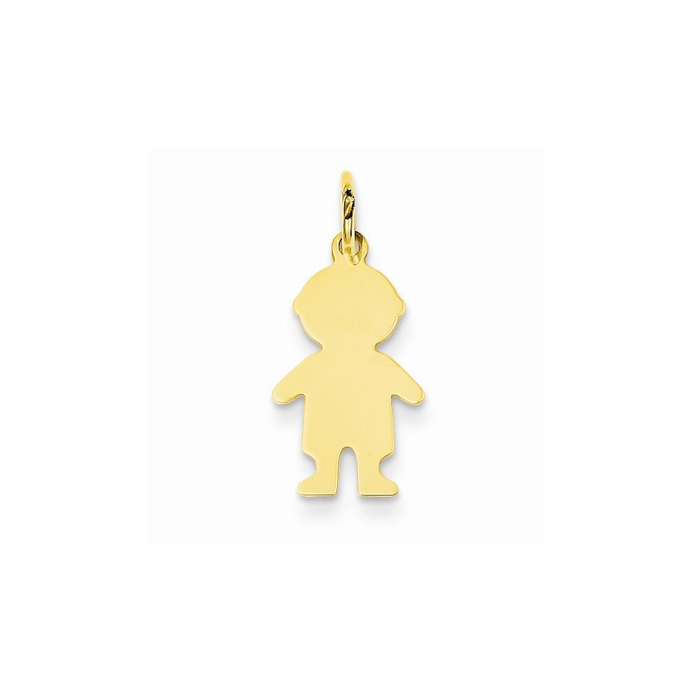 14K Gold Engravable Boy Charm Pendant - .011 Depth, Personalized Jewelry Gift for Kids, Baby Shower, Baptism & Special Occasions