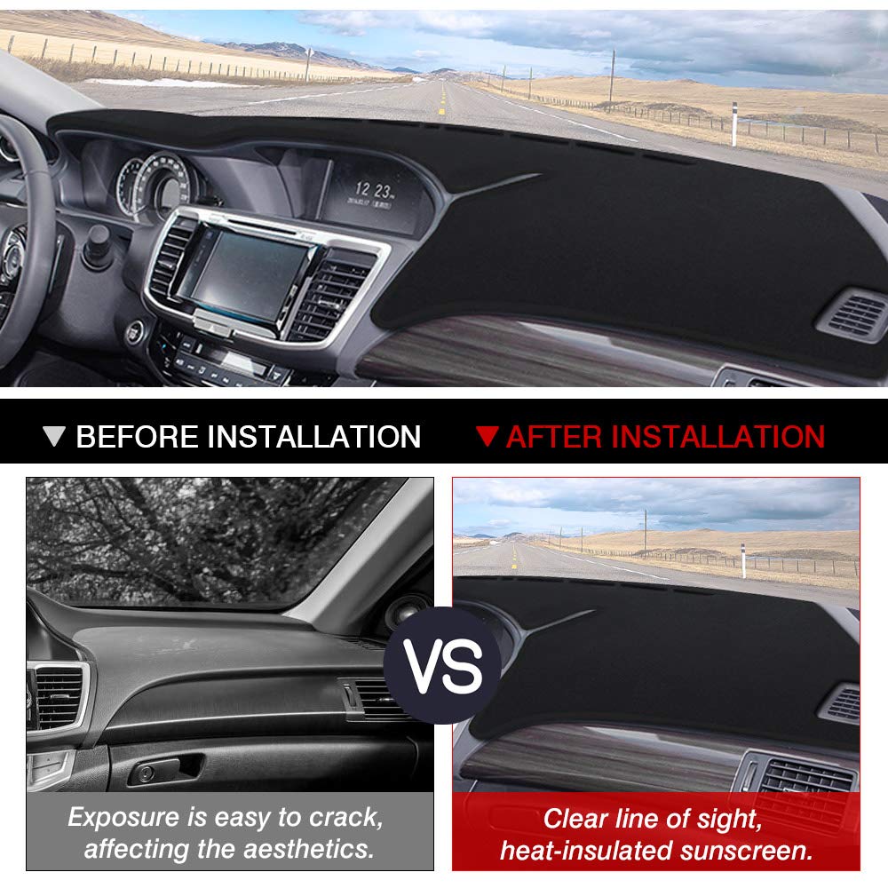 Cartist Dashboard Cover Mat for 2013-2017 Honda Accord - Flannel Dash Mat Sunshade Protector for UV Rays & Glare Reduction - Perfect for Summer Driving & Interior Protection