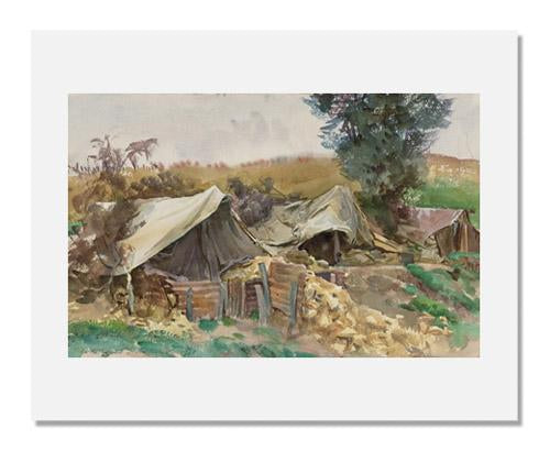John Singer Sargent Tents at Bailleulval - Famous Impressionist Landscape Painting Art Print - Perfect for Home Decor, Office Wall Art & Gift for Art Lovers