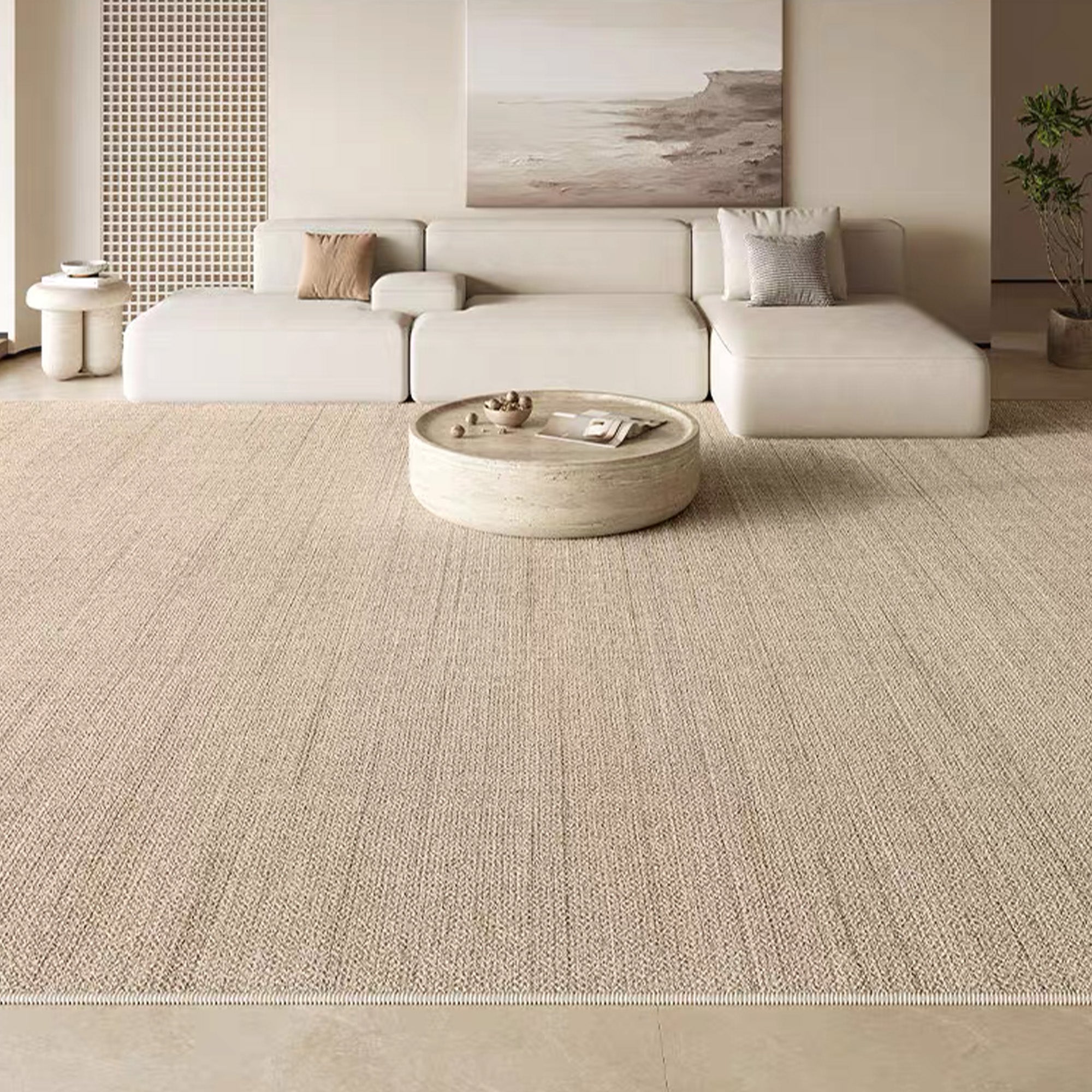 Easy Clean Natural Woven Jute Area Rug - Spillproof & Pet Friendly - Minimalist Living Room Decor - Perfect for Home, Office or Nursery - Final Sale