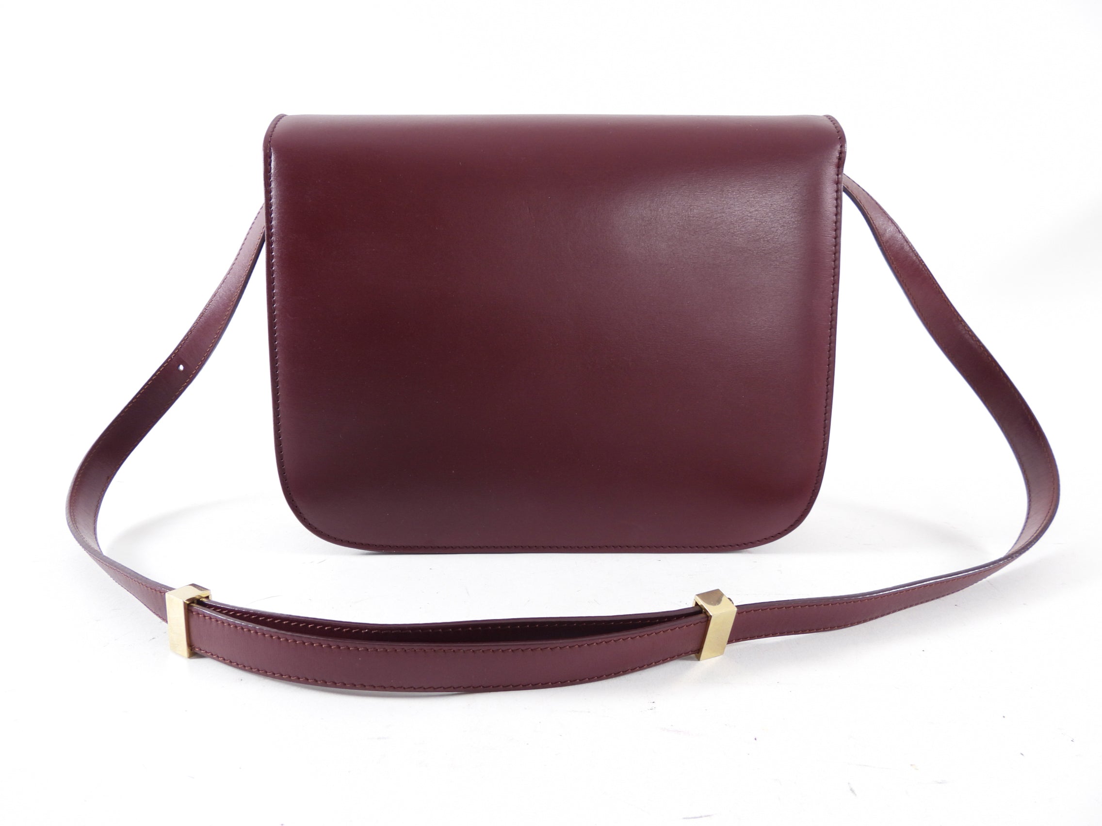 Celine Dark Burgundy Leather Medium Box Bag - Luxury Designer Handbag for Women | Perfect for Work, Travel & Evening Events