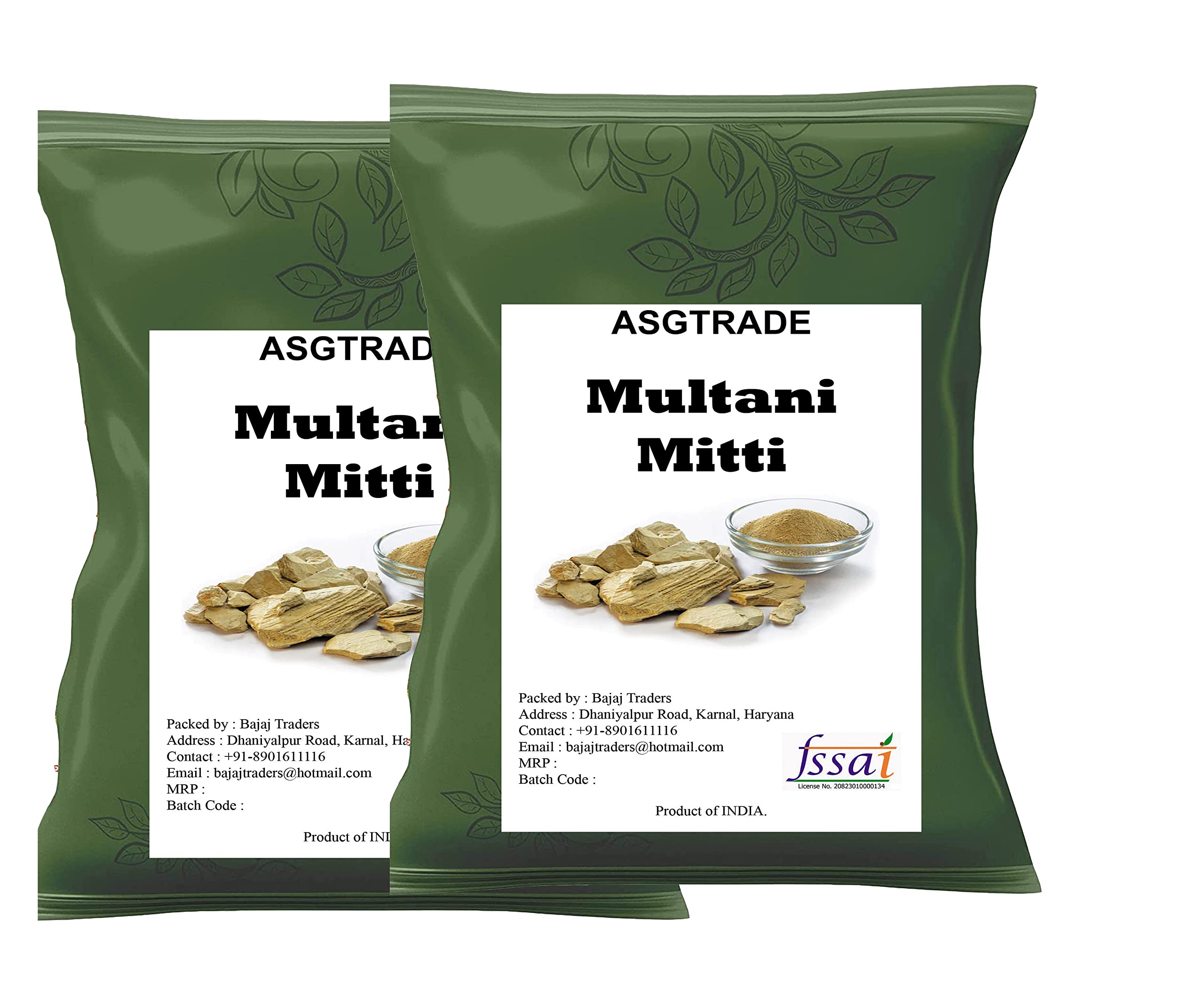 ASGTRADE 100% Natural Multani Mitti Powder for Face, Skin & Hair Care | Fuller's Earth Clay, Bentonite Clay Mask (200g) - Deep Cleansing, Acne Treatment & Glowing Skin Solution