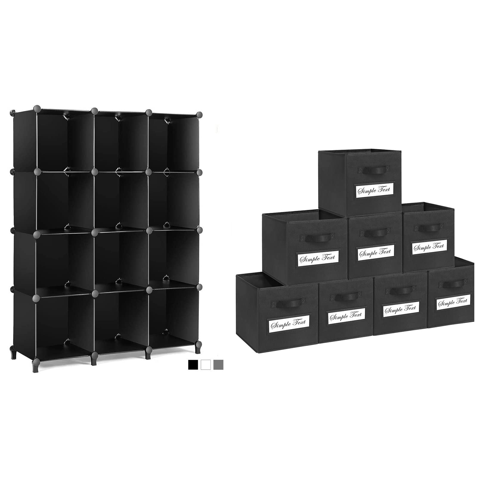 TomCare 12-Cube Closet Organizer with 8 Storage Bins - Modular Shelving Unit for Bedroom, Nursery & Office Storage - Space Saving Closet & Home Organization Solution