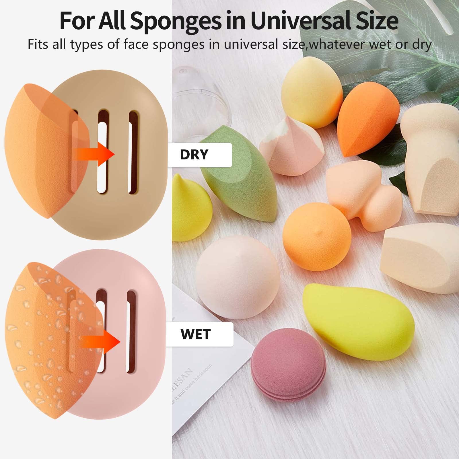 Fauxomor Double-Sided Silicone Beauty Blender Holder - 3-Line Vented Travel Makeup Sponge Case, Shatterproof & Sanitary Storage for All Beauty Blenders (Black) | Perfect for Travel, Home Vanity & On-the-Go Makeup Touchups