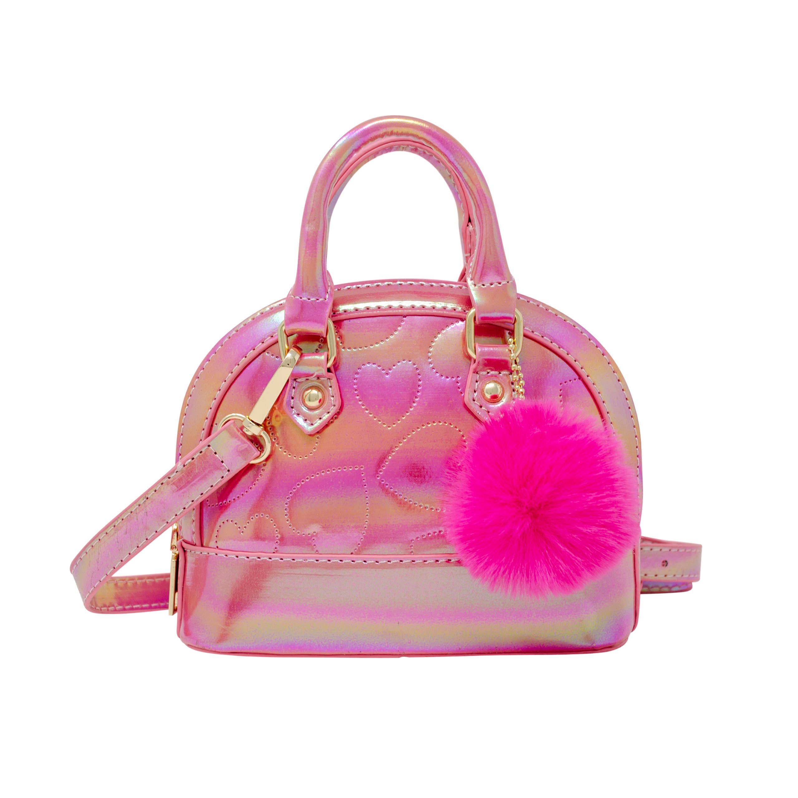 Shiny Dotted Heart Moon Handbag for Women - Elegant Pink Crossbody Purse for Date Night, Party & Special Occasions