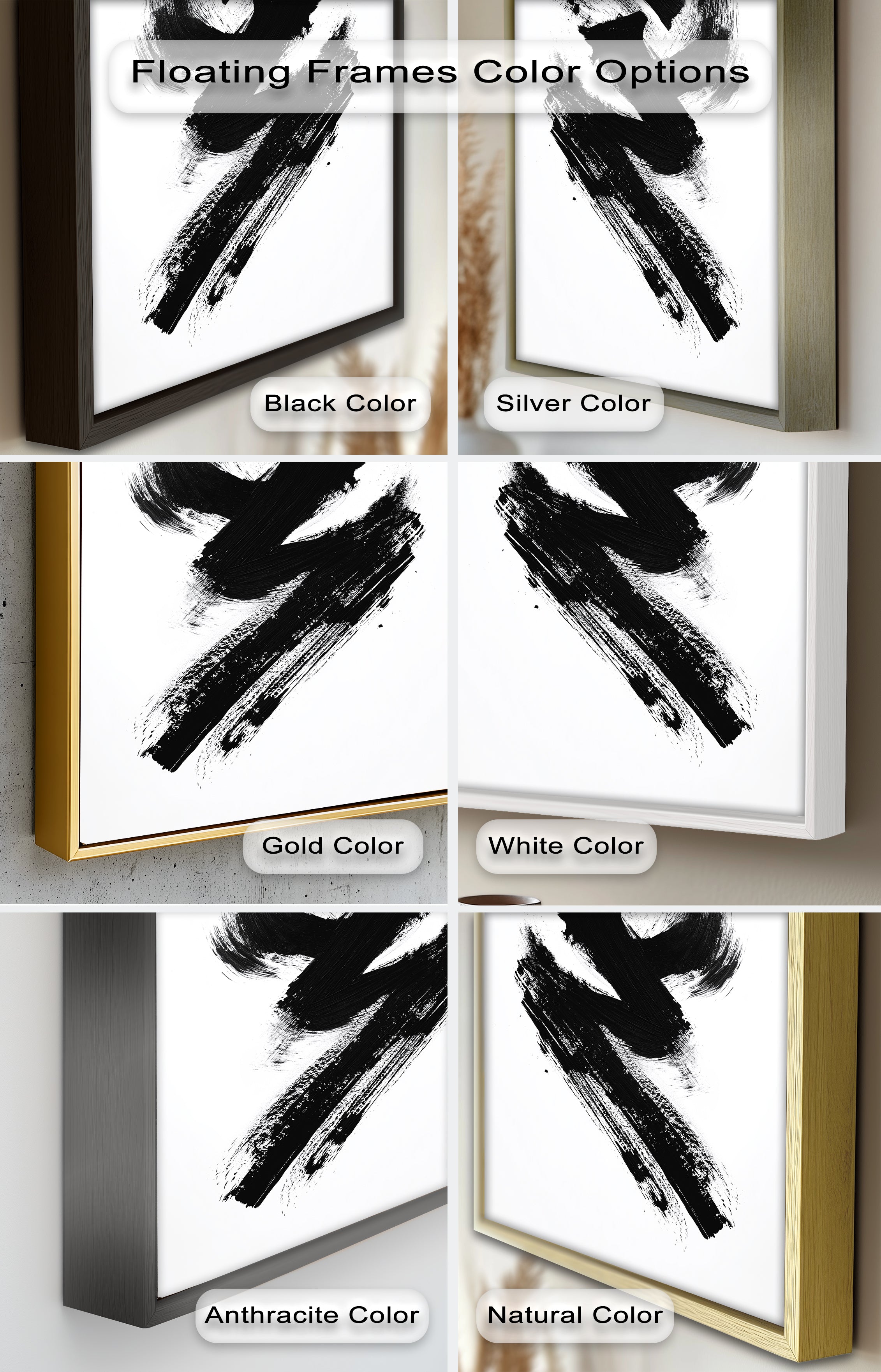 Black Brushstroke Abstract Oil Painting - Modern Wall Art for Living Room, Bedroom & Office Decor
