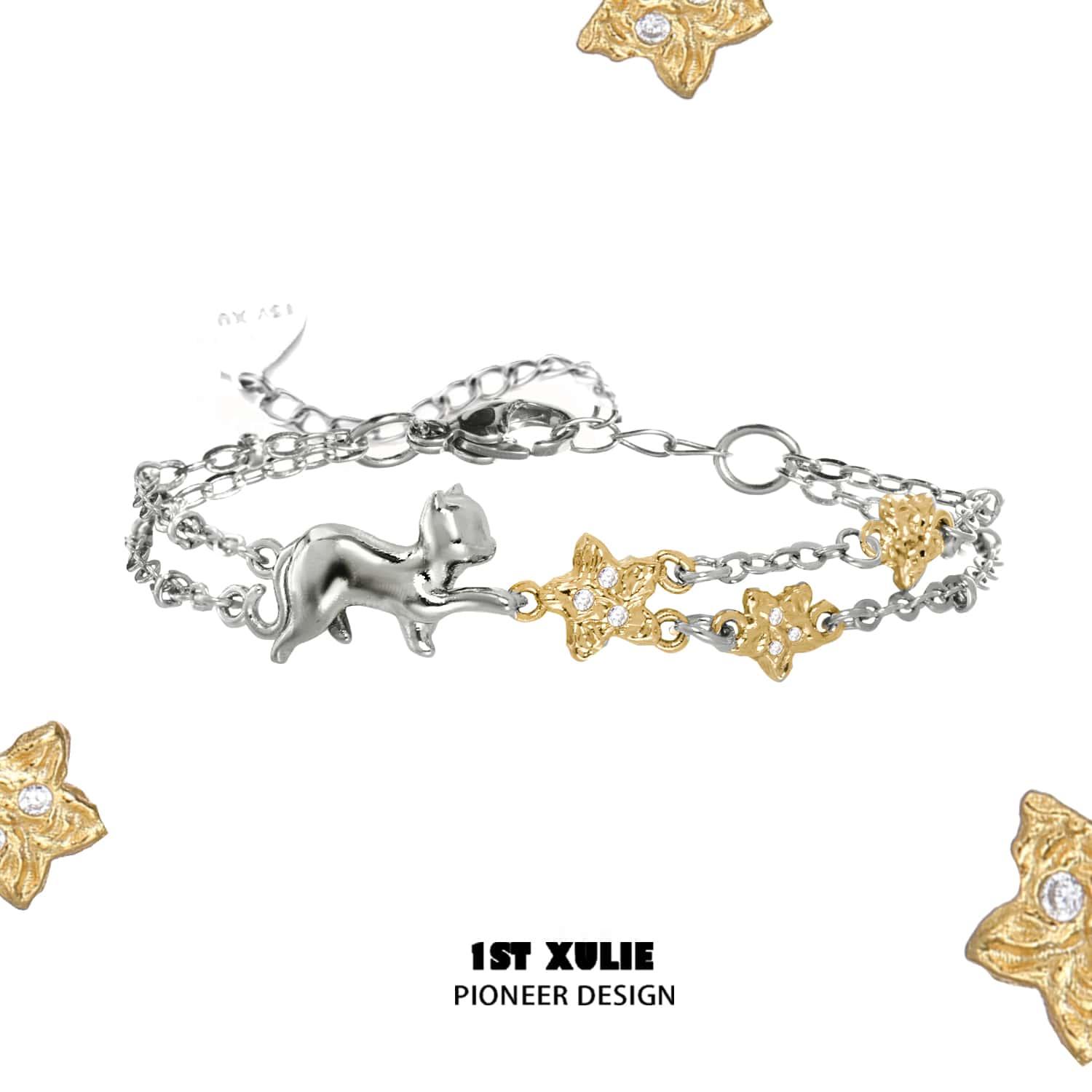 18K Gold Plated Cat Chain Bracelet - Elegant Cat Jewelry for Women | Perfect Gift for Cat Lovers & Fashion Accessories