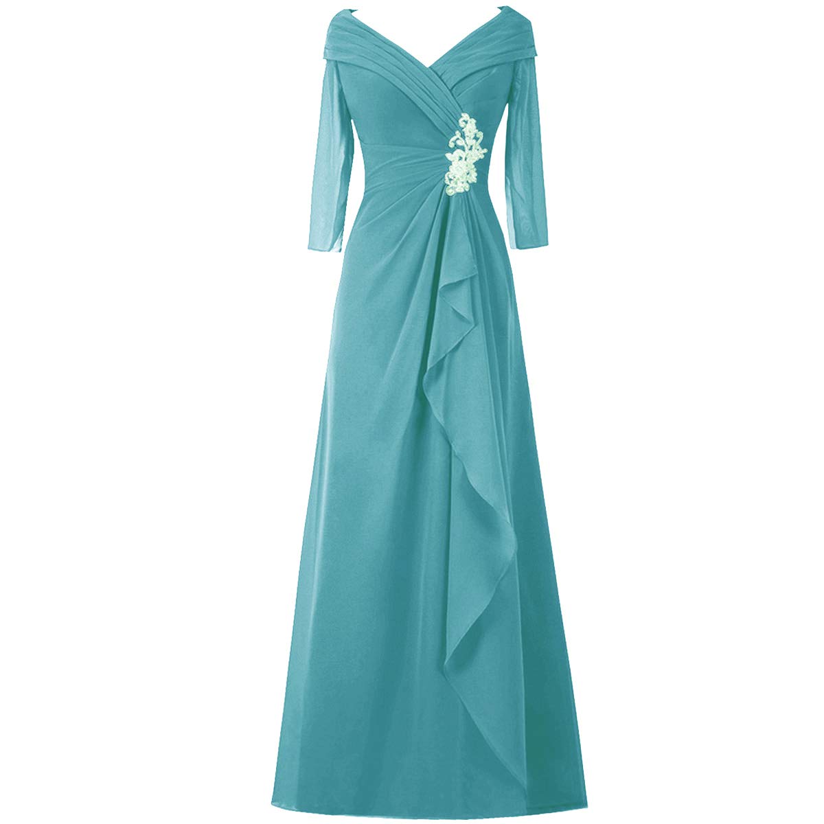 Elegant Chiffon Mother of The Bride Dresses with Lace Detail - Half Sleeve Wedding Guest Evening Gowns for Women - Perfect for Formal Weddings, Receptions & Special Occasions