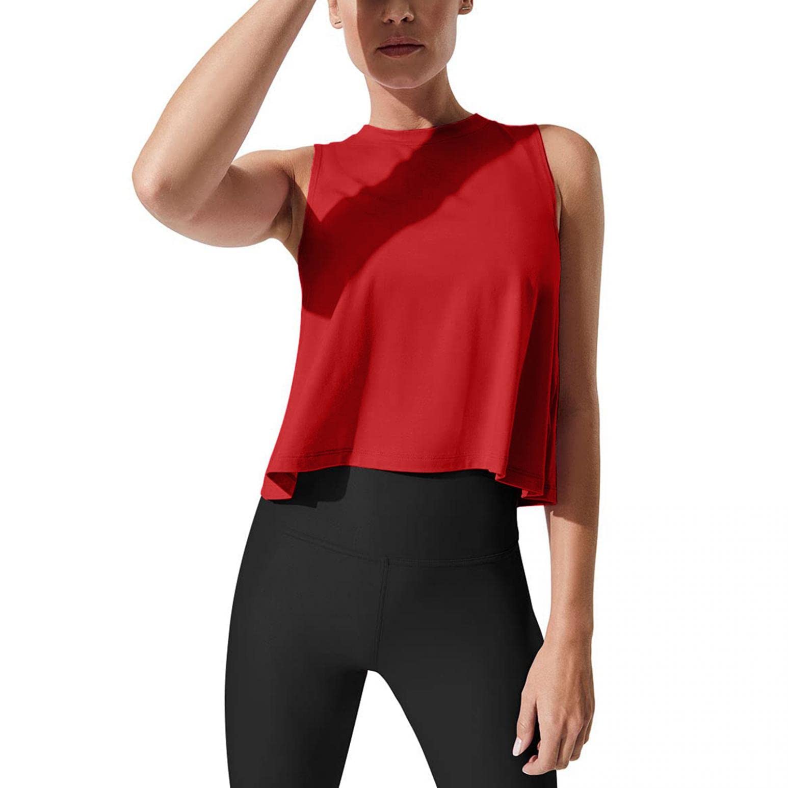 Alurban Women's Summer Tops 2023 - Sleeveless Cropped Tank Tops, O-Neck Workout Shirts & Cute Blouses | Gym, Beach & Casual Wear