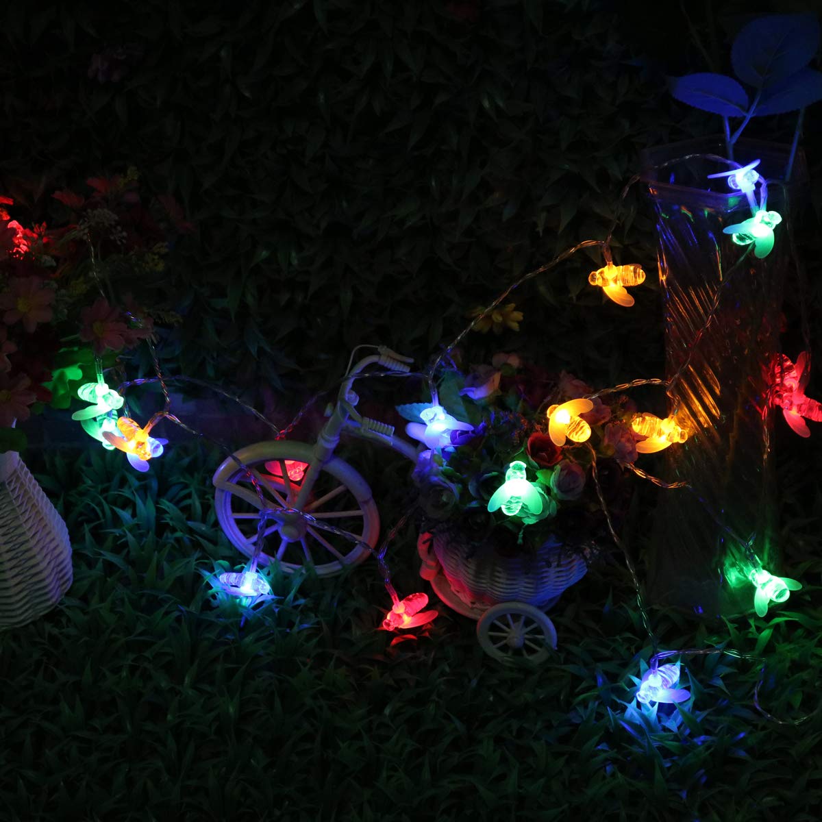 33Ft 100 LED Bee String Lights - 8 Modes for Garden & Patio Decor