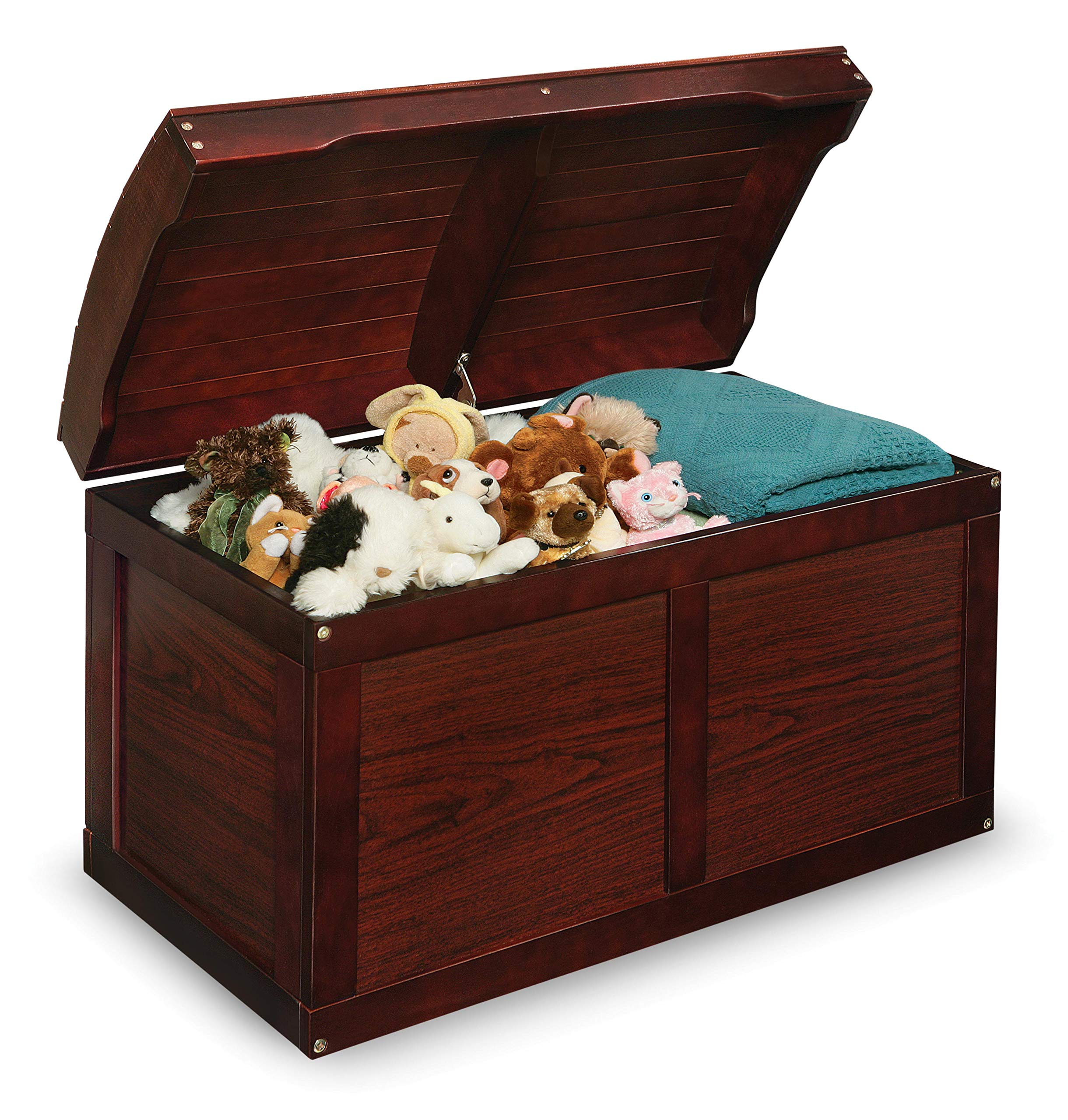 Badger Basket Kids Hardwood Toy Storage Chest with Safety Hinge - Natural Cherry Finish | Durable Wooden Toy Box for Nursery, Playroom & Bedroom Organization