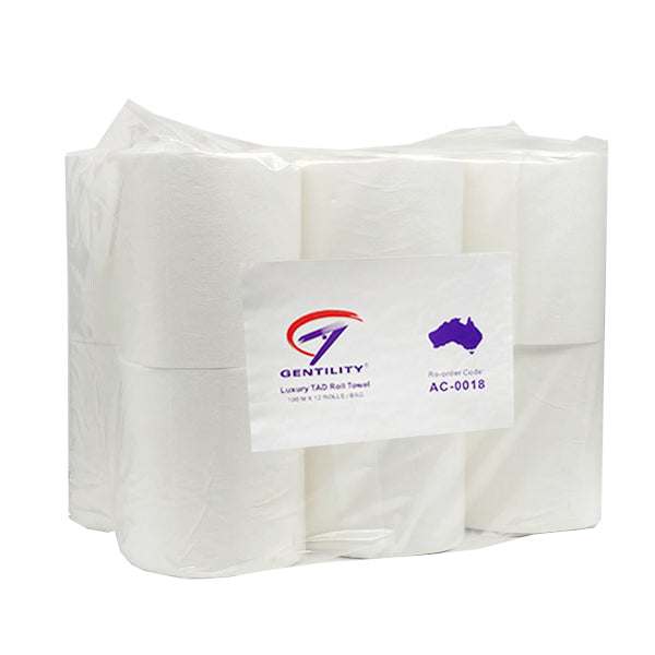 Premium Luxury TAD Hand Towel 12 Rolls | 100m Long - Soft & Absorbent for Kitchen, Bathroom & Spa Use