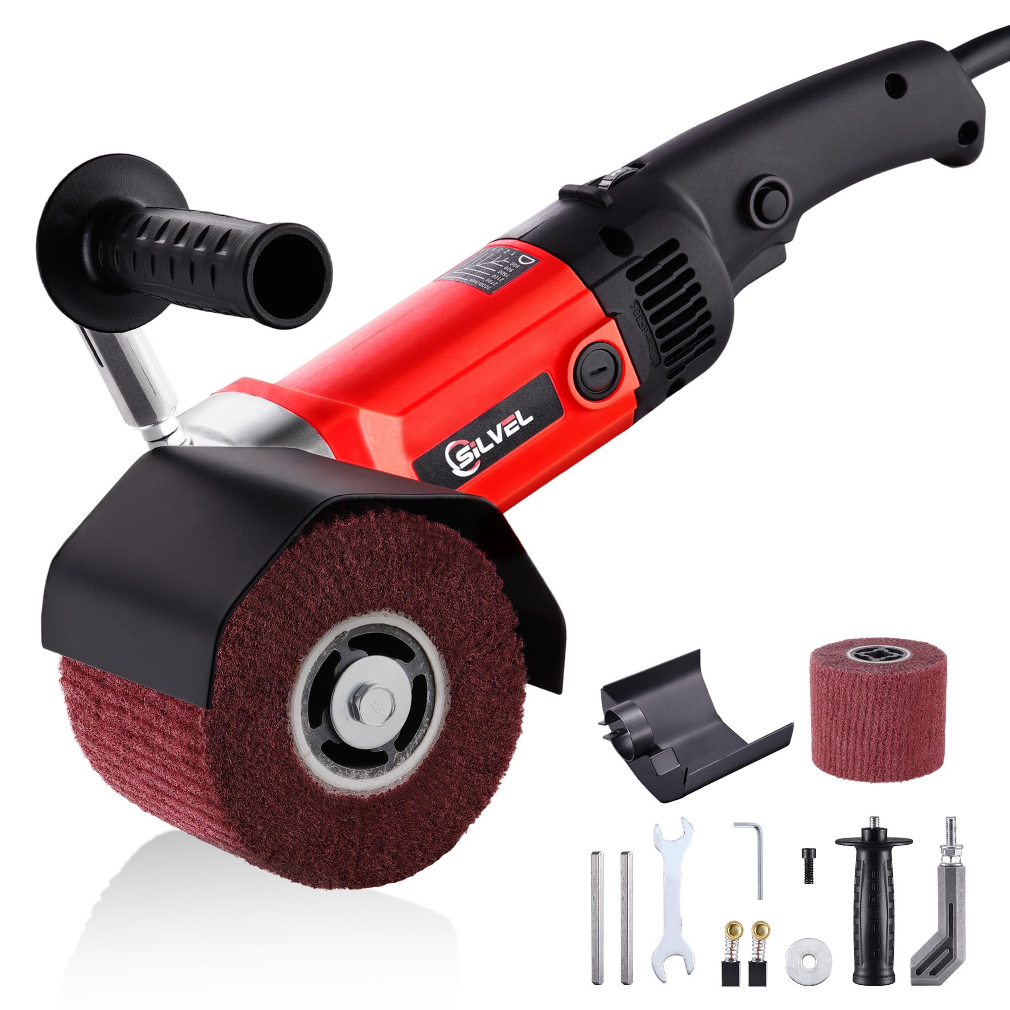 1400W Electric Burnishing Polishing Machine - 110V Handheld Sander Polisher Kit with 6 Adjustable Speeds (500-3000 RPM) for Metal, Stainless Steel, Wood & Plastic - Perfect for Automotive Detailing, Metal Restoration & DIY Woodworking Projects