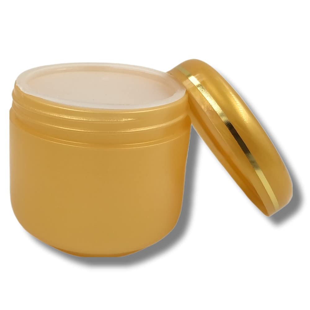Hunky Dory 200g Unbreakable Plastic Gold Cosmetic Jars - 6 Pack for Creams, Lip Balm, Body Butter, Essential Oils & Makeup | Ideal for DIY Beauty, Travel & Home Organization