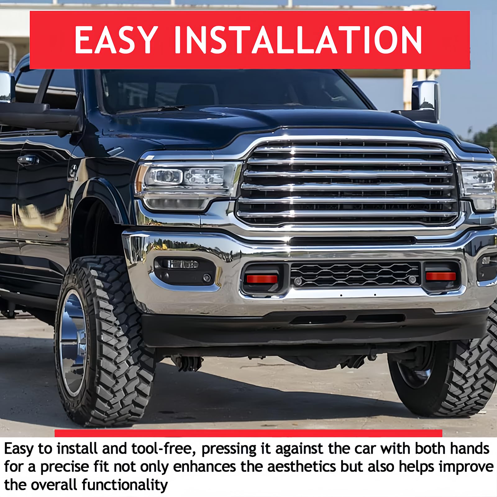 Dodge RAM 1500 Front Tow Hook Covers (2019-2025) - Red Replacement Accessories for Off-Road Protection & Style | Perfect for Trail Riding, Truck Shows & Custom Builds