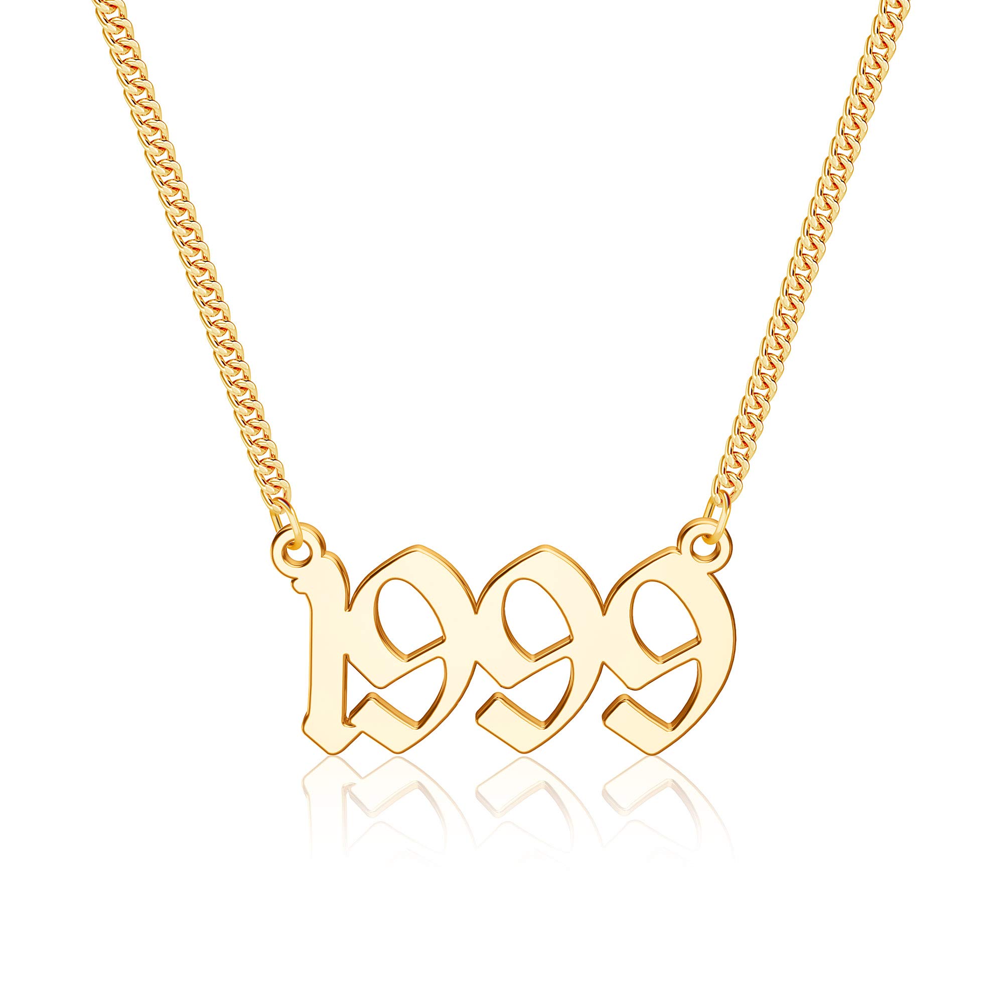 IEFSHINY 18K Gold Plated Birth Year Necklace for Women - Custom Old English Number Pendant Jewelry Gift for Best Friend, Sister, Mom - Birthday, Anniversary, Graduation Gift (1970-2021) | Perfect for Everyday Wear, Special Occasions & Meaningful Gifts