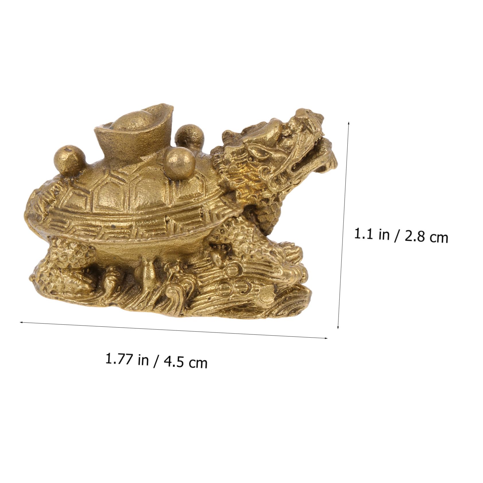 Lucky Copper Dragon Turtle Ingot Decor for Office & Home Blessing