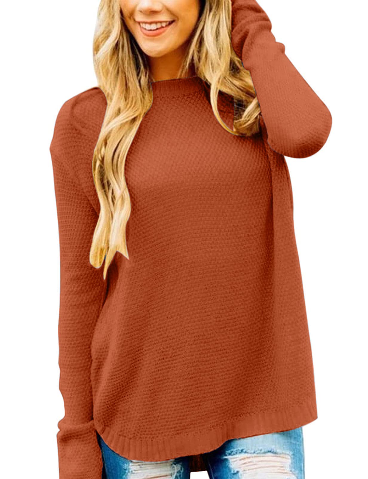Sherosa Women's Long Sleeve Oversized Sweater - Soft Crew Neck Knit Pullover Jumper Top for Fall & Winter | Casual Outfit, Layering, Office Wear, Coffee Dates