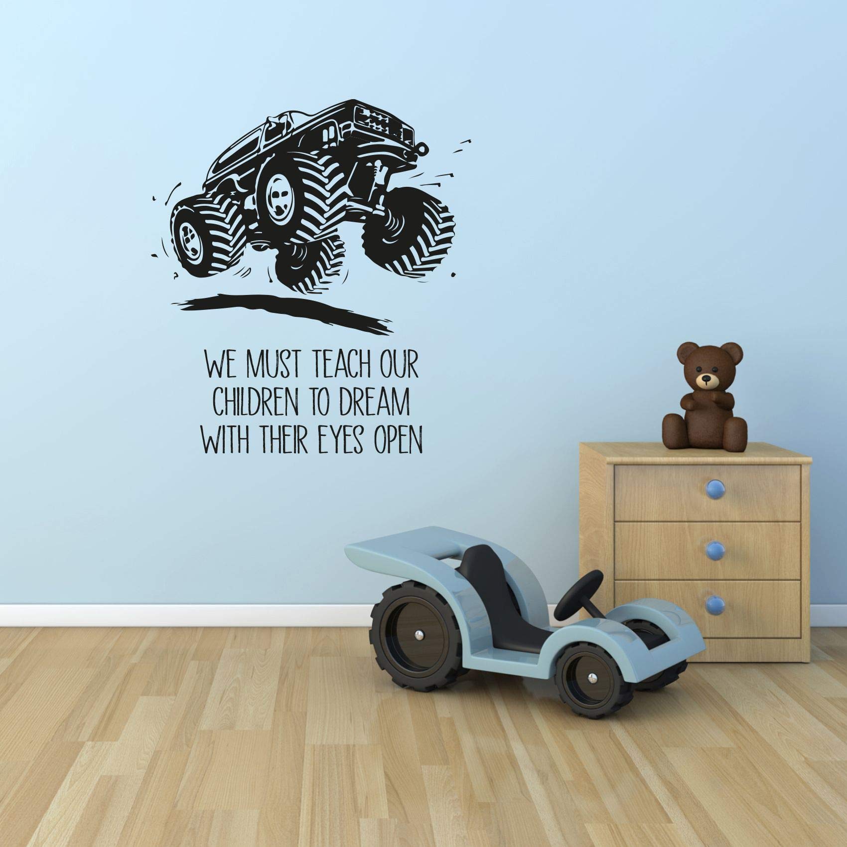 Monster Truck Wall Decals for Kids - 10x8 Inch Vinyl Stickers, Fun Room Decor for Boys & Girls Bedroom, Nursery, Kindergarten - Easy Peel & Stick Home Art