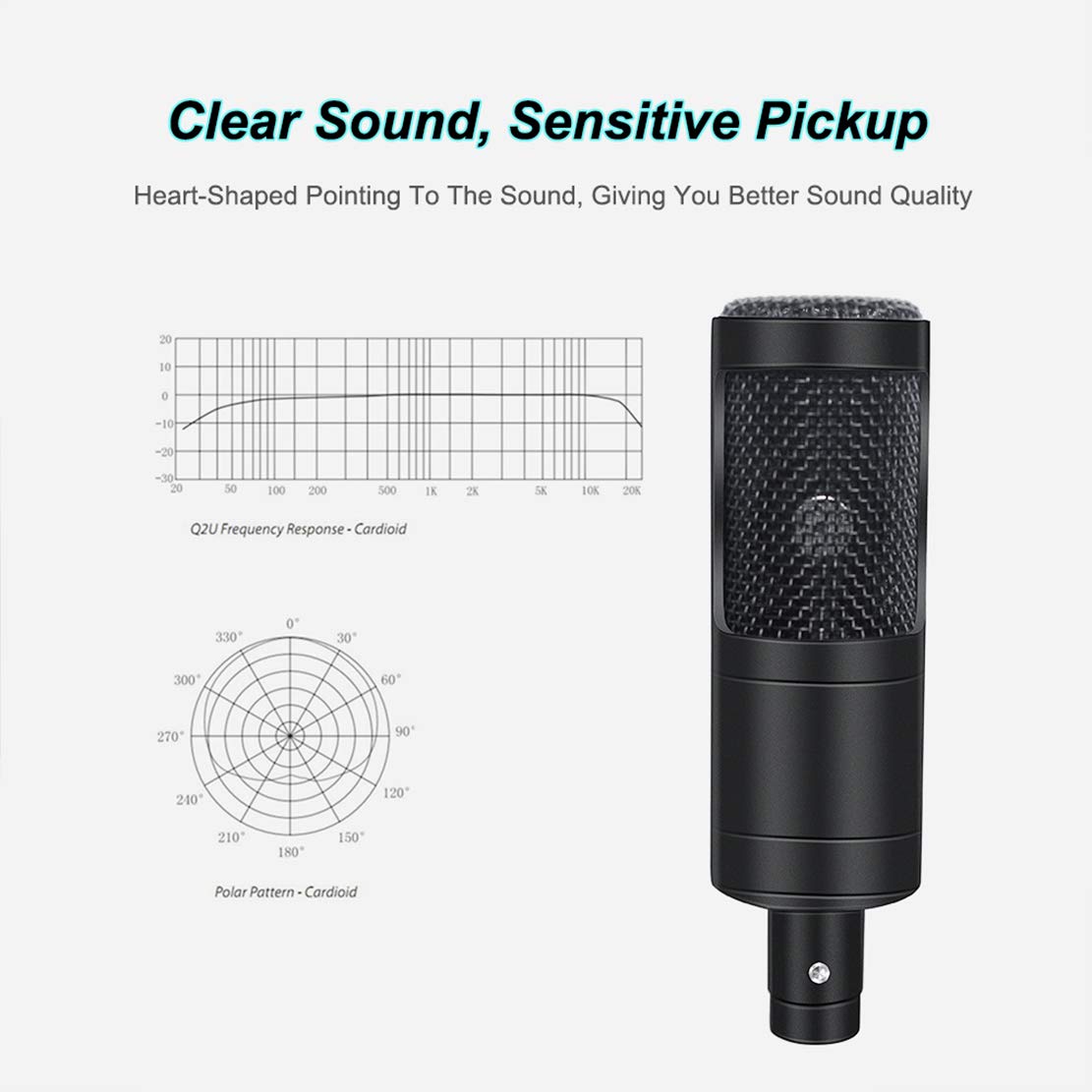 Professional AKT Condenser Microphone with Stand - Studio Quality PC Microphone for Recording, Podcasting, Streaming & Voice Chat (Perfect for Home Studios, Gaming Setups & Content Creation)