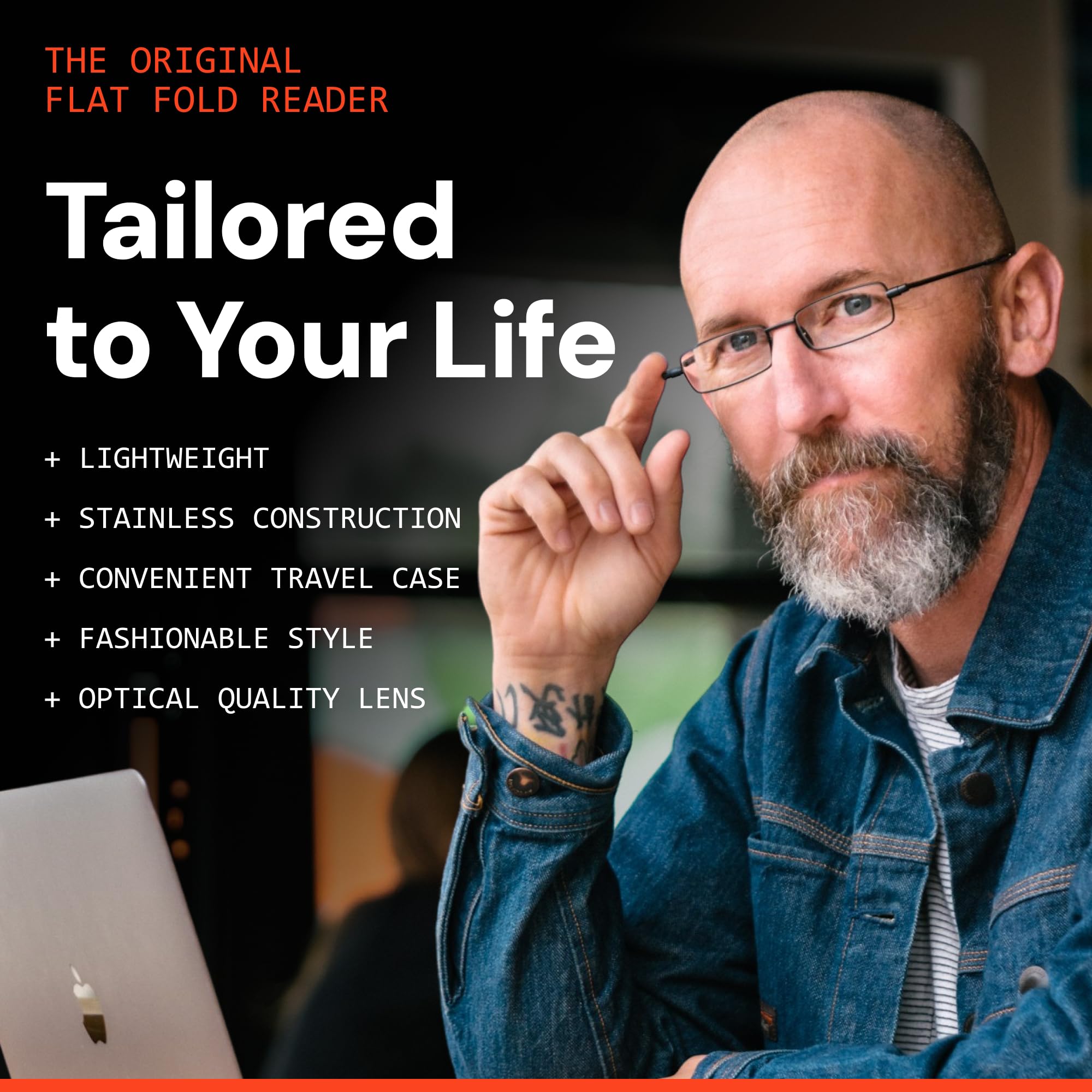 Foldable Reading Glasses with Slim Frame & Compact Case for Men and Women - Perfect for Travel, Reading, and Everyday Use