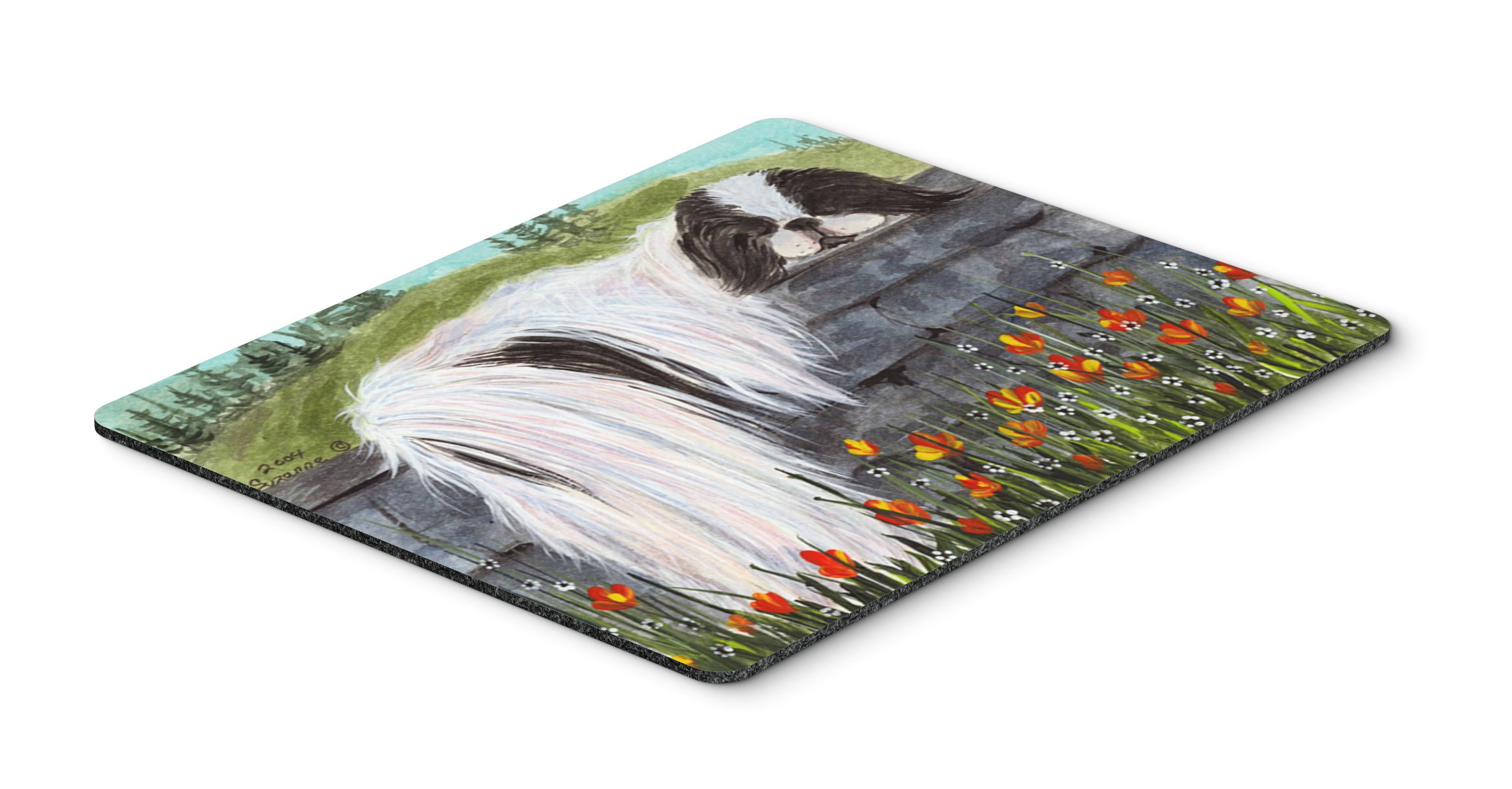 Japanese Chin Mouse Pad & Hot Pad - Large Washable Mouse Mat for Home, Office, Gaming & Computer Use | Caroline's Treasures SS8030MP | Perfect for Work Desks, Kitchen Trivets & Laptop Protection