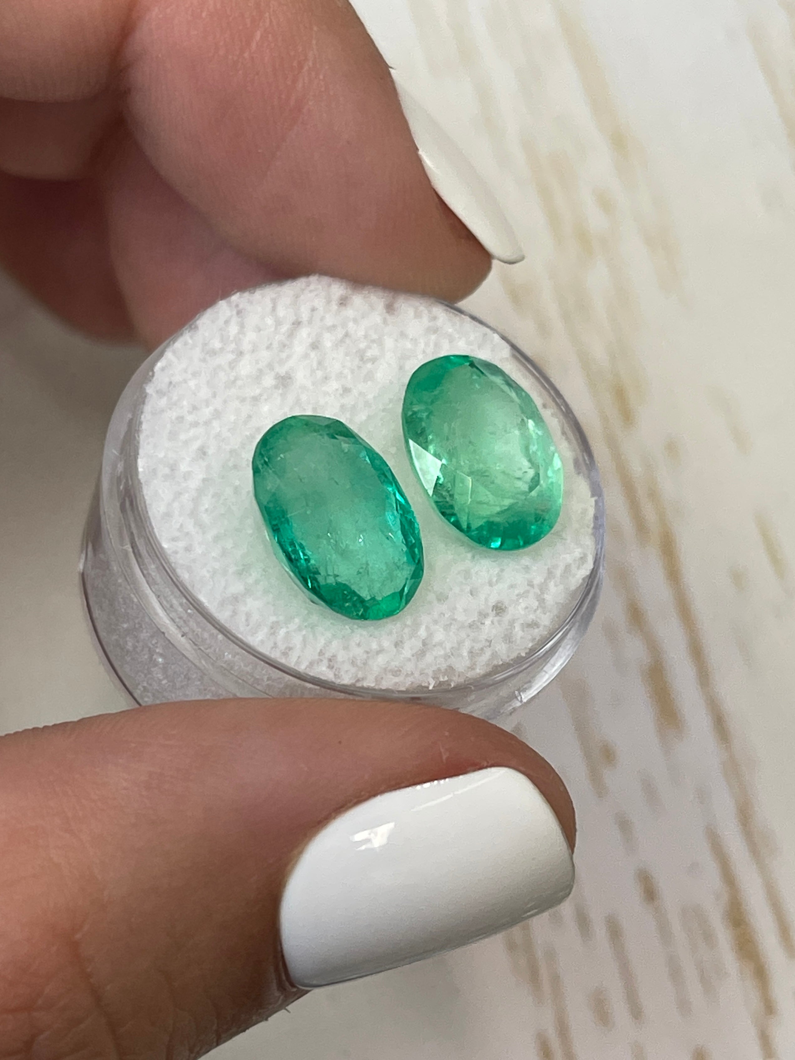 13x9 Oval Cut Colombian Loose Emeralds - 9.02tcw Matching Pair for Jewelry Making, Engagement Rings & Luxury Gifts