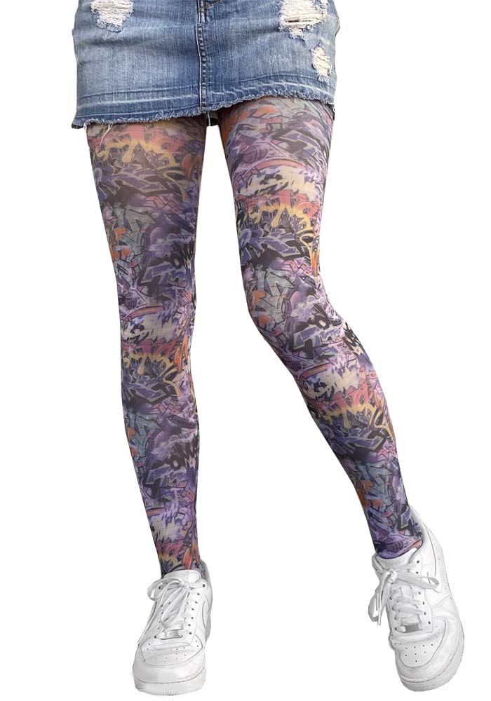 Colorful Patterned Tights for Women - Stylish Graffiti Leggings for Dance, Yoga & Fashion Outfits