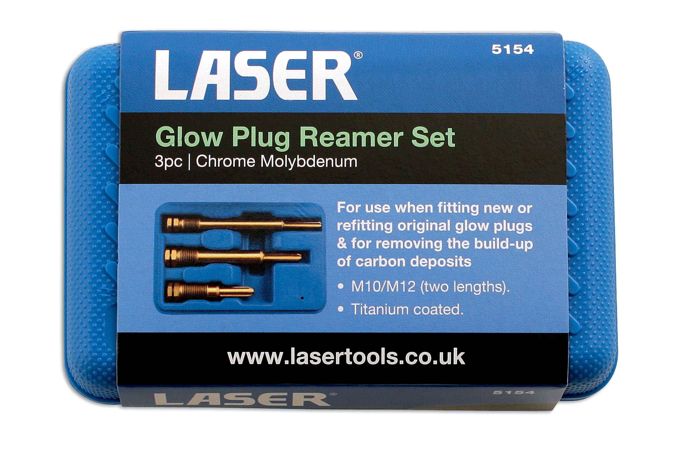 Laser 5154 Glow Plug Reamer Set - 3 Piece Diesel Engine Tool Kit for Maintenance & Repair | Ideal for Trucks, Tractors & Heavy Equipment Servicing