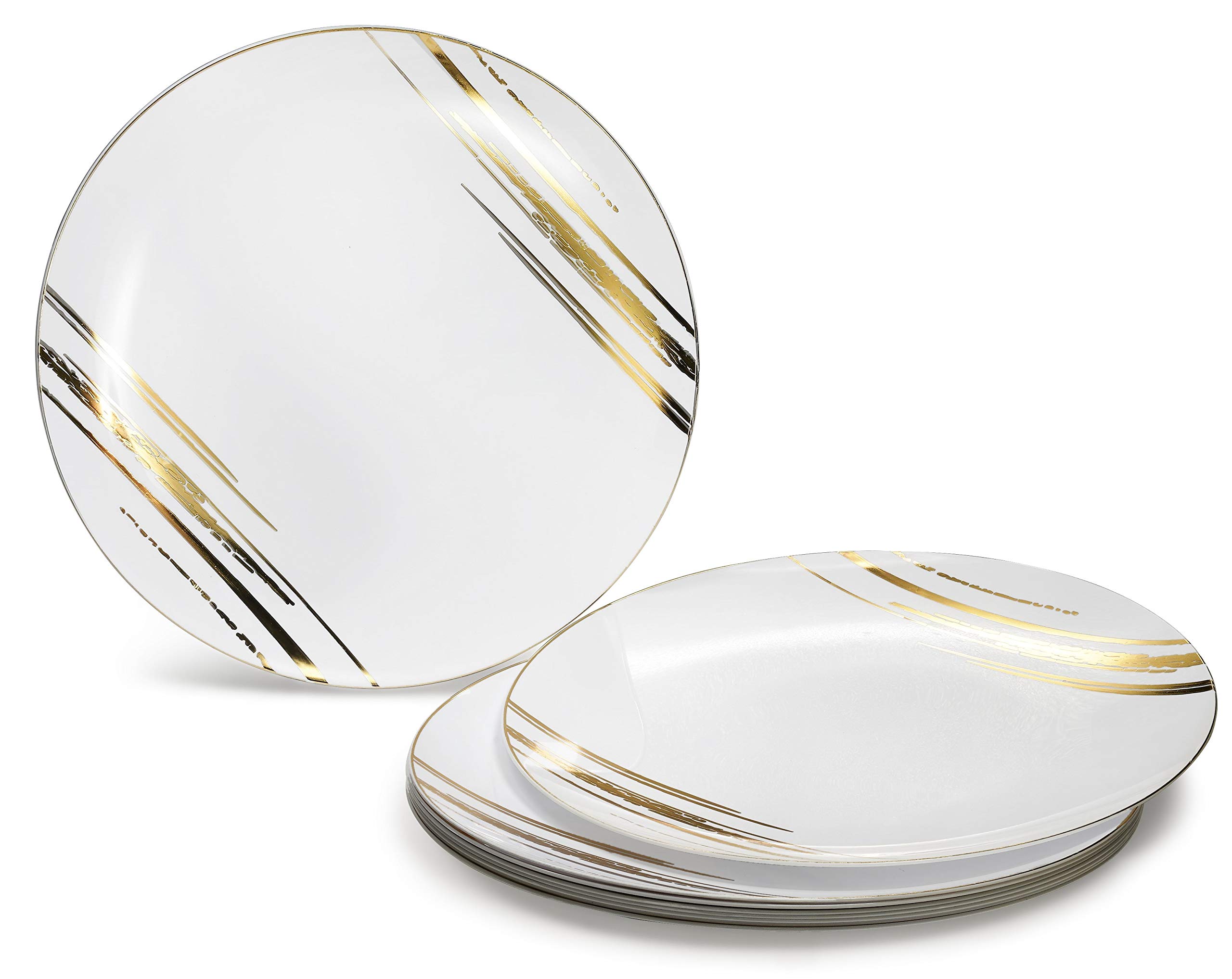 240 Pack Disposable Plastic Plates 10.25 Inch - Elegant White & Gold Wedding Dinner Plates for Parties, Events, Catering & Special Occasions