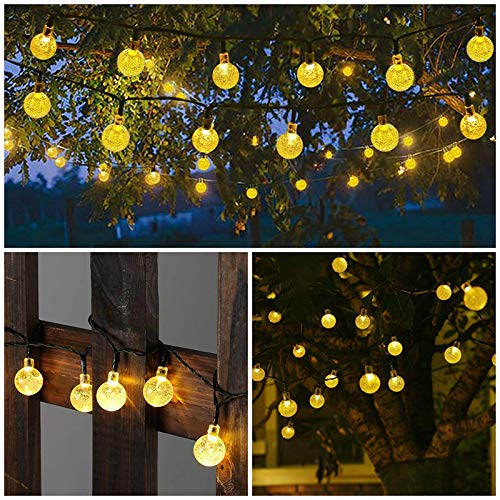 50 LED Crystal Globe Solar String Lights - 23FT Super Bright Waterproof Outdoor Solar Lights for Garden, Patio, Balcony, Party & Wedding Decor (Warm White) | Perfect for Backyard, Landscape Lighting & Evening Ambiance