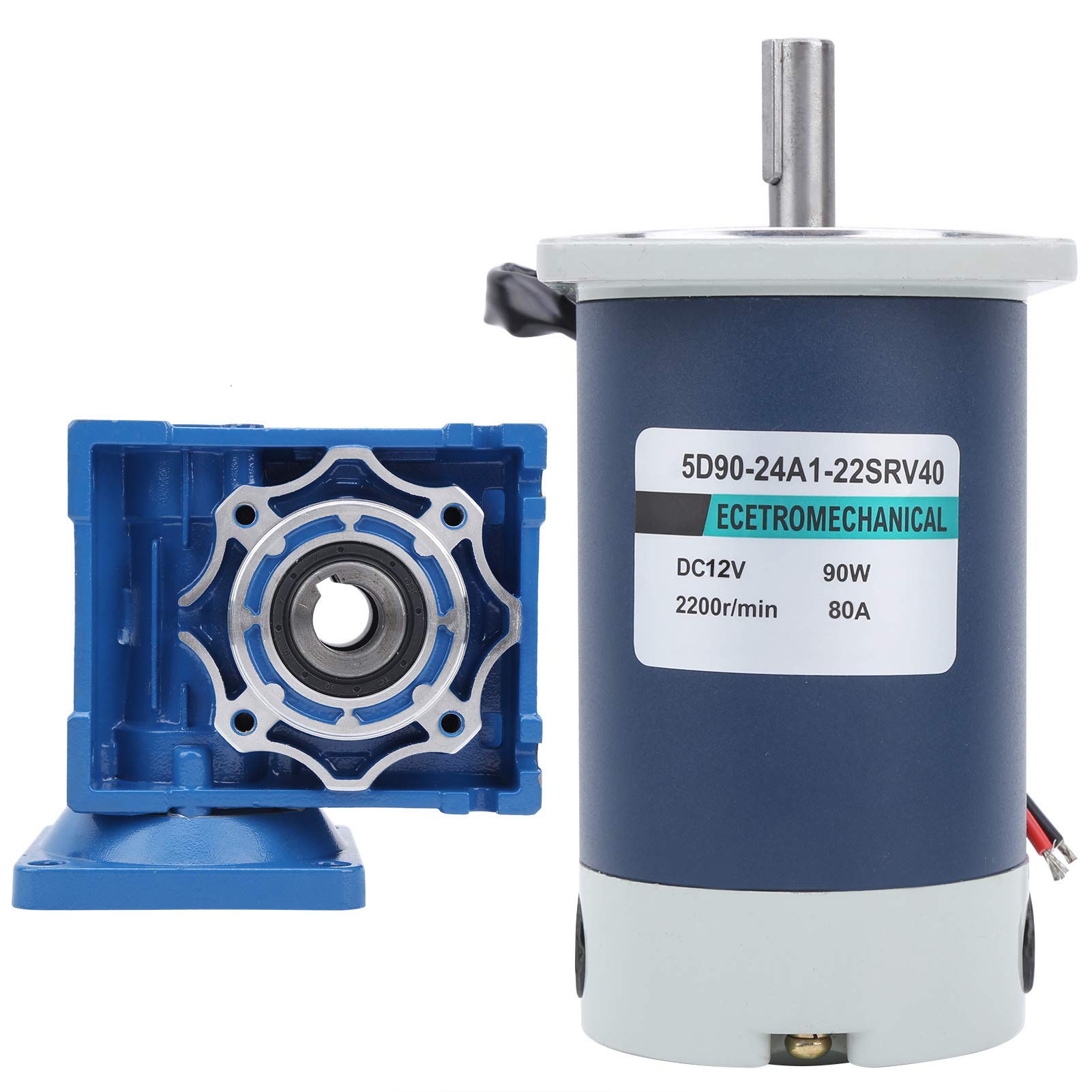 90W Stainless Steel Worm Gear Motor DC 12V (XD5D90-24A121SRV-RV40) - High Torque, Low Noise for Industrial Automation, Robotics, and DIY Projects