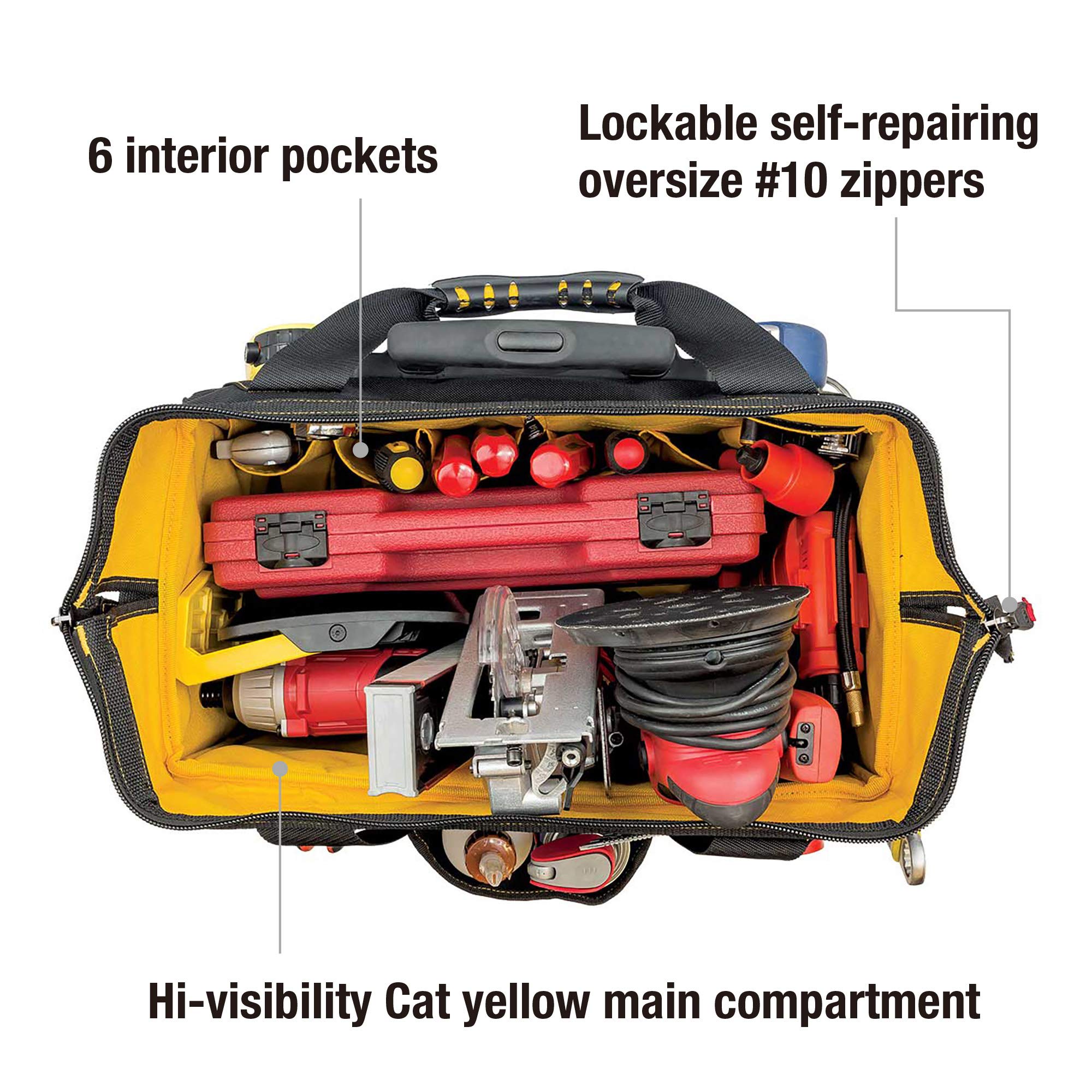 Caterpillar 18-Inch Pro Rolling Tool Bag - Heavy-Duty Workspace Organizer with Wheels for Contractors & DIY Enthusiasts (Model 980198N) - Perfect for Construction Sites, Workshops & Mobile Tool Storage