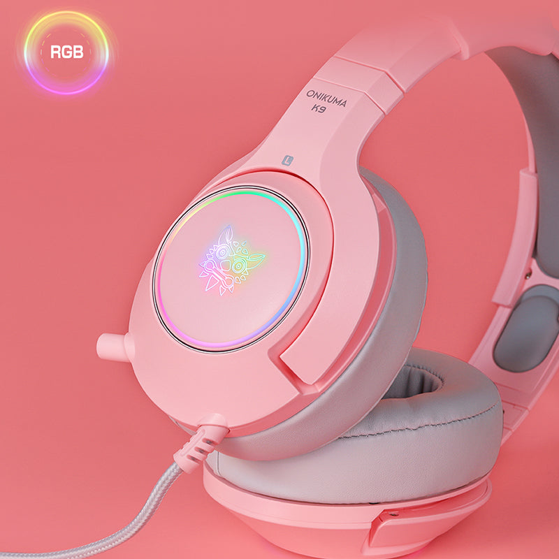 ONIKUMA K9 Cat Ear Gaming Headset with 7.1 Surround Sound, RGB LED Lights - Perfect for PC, PS4, PS5, Xbox Gaming & Streaming (Black)