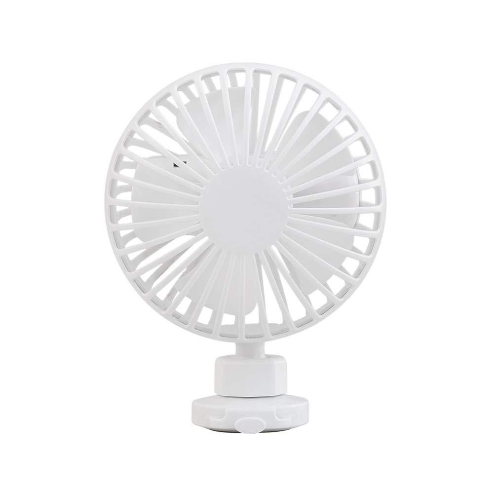 Portable Mini USB Rechargeable Clip Fan with Wrist Strap - Hands-Free Cooling Fan for Home, Office, Baby Stroller, Outdoor Activities & Travel - White Personal Fan for Summer Heat Relief