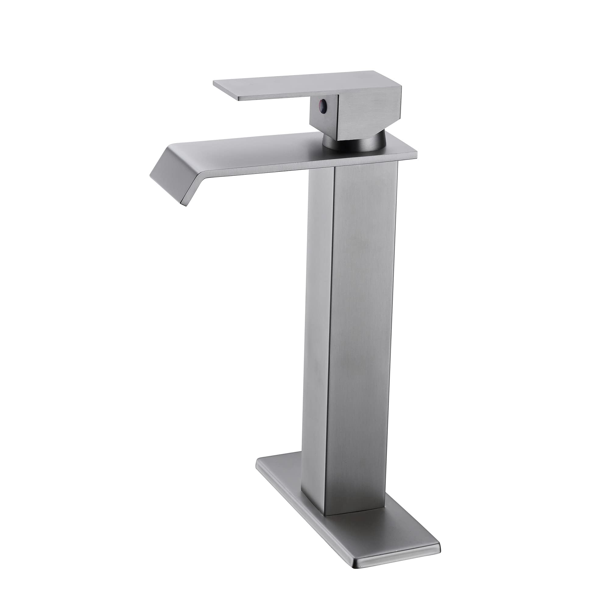 Brushed Nickel Single Hole Bathroom Faucet with Waterfall Spout - Cesicia Single Handle Vanity Sink Faucet in Stainless Steel - Perfect for Modern Bathrooms & Powder Rooms