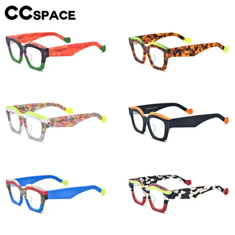 CCspace Unisex Full Rim Square Acetate Eyeglasses 57163 - Stylish & Durable Eyewear for Men & Women | Perfect for Work, Reading & Fashion Accessories