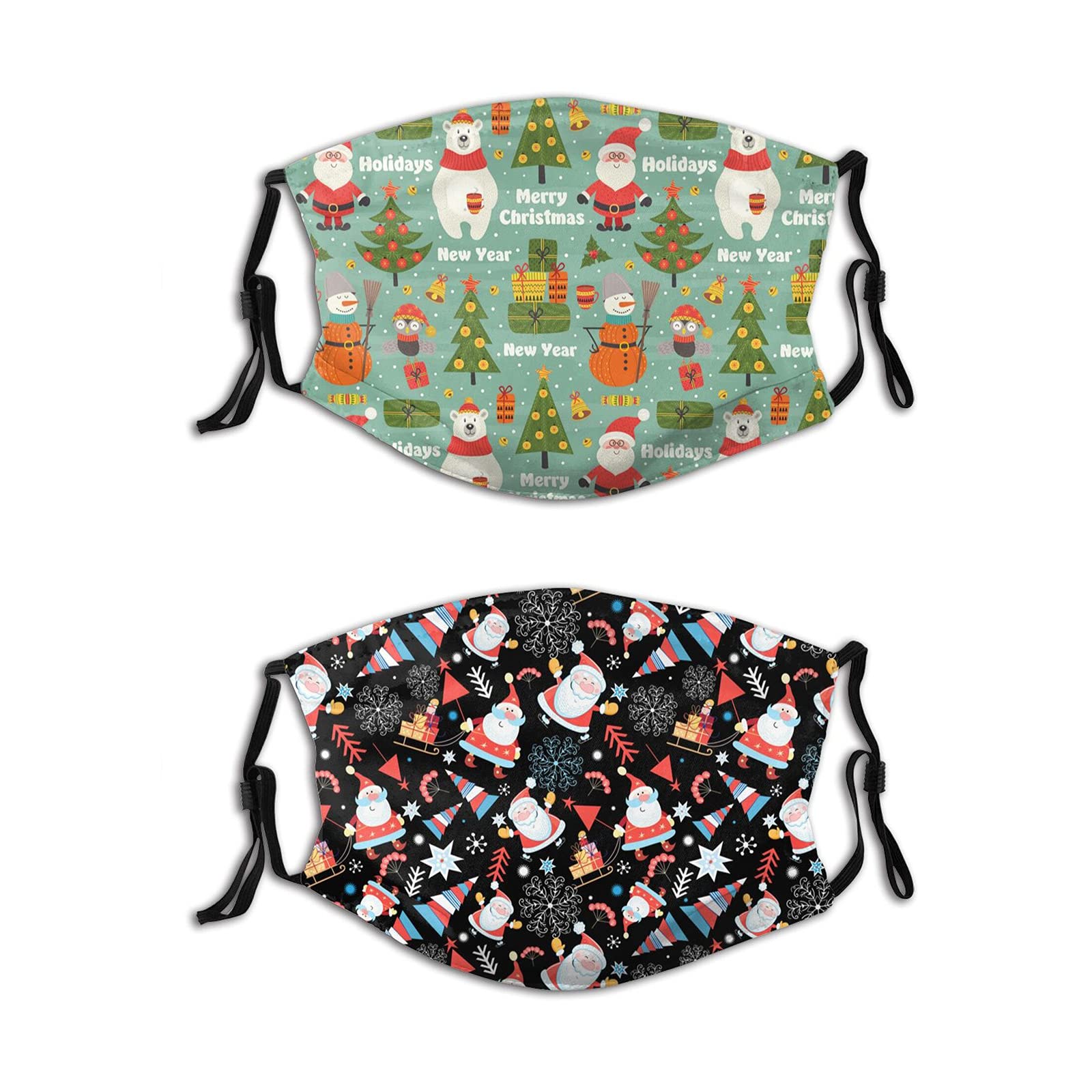 2 Pack Reusable Christmas Face Masks - Washable Fabric Bandanas & Balaclava for Women & Men - Holiday Party, Outdoor Activities, Gift Giving