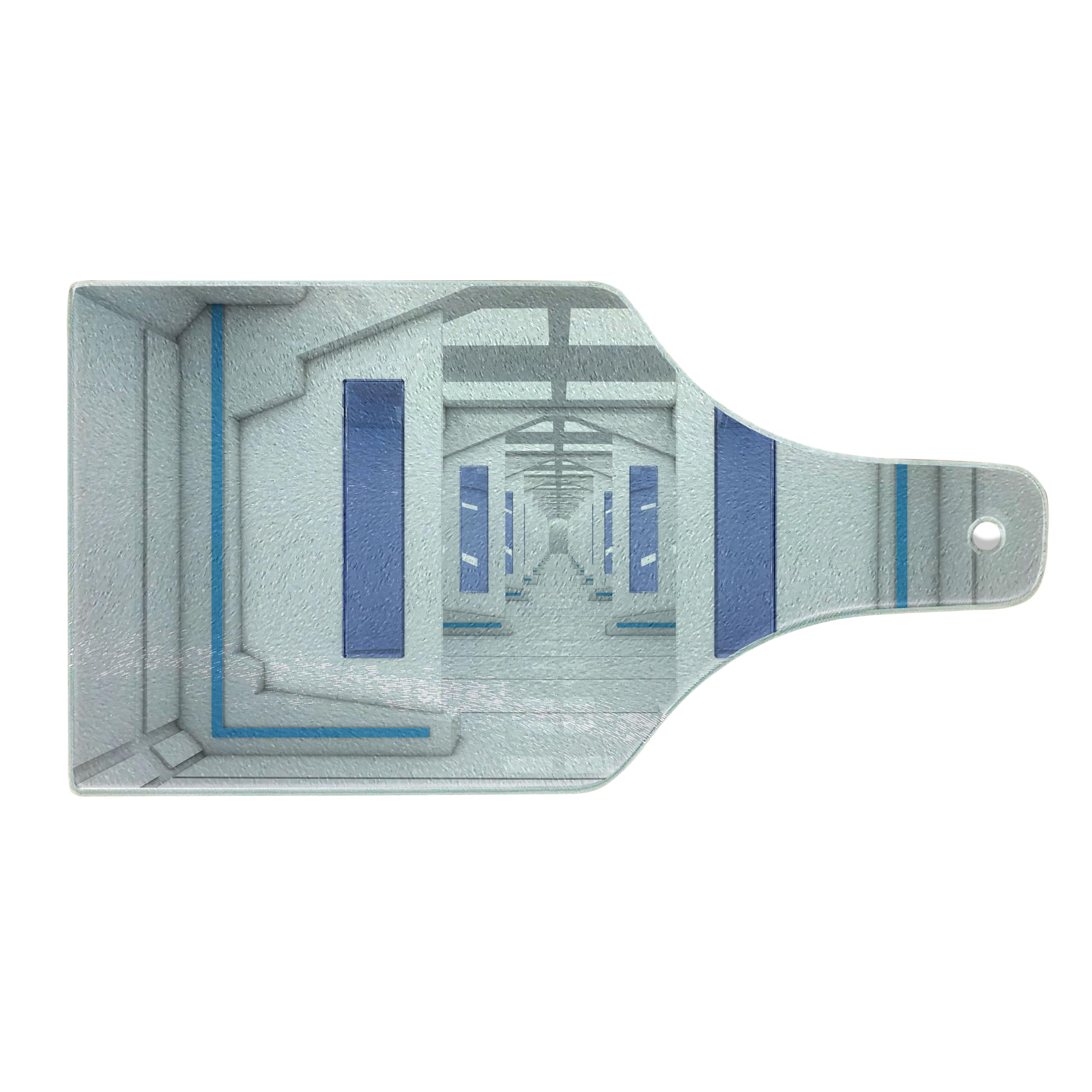 Ambesonne Outer Space Themed Tempered Glass Cutting Board - Robotic Space Mission & Solar System Design - Decorative Serving Board for Kitchen & Dining - Wine Bottle Shape in Blue & White - Perfect for Entertaining, Gifts & Space Enthusiasts