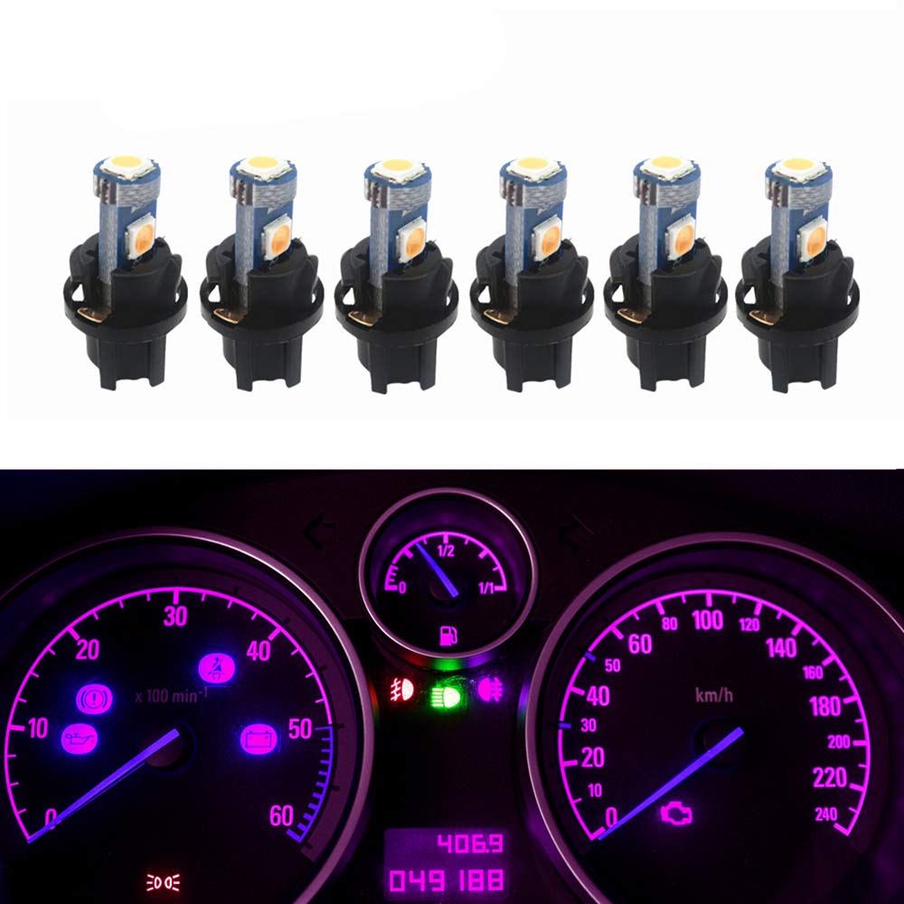 WLJH T5 17 37 74 2721 Pink LED Dashboard Gauge Instrument Cluster Panel Light Lamp with Twist Lock Socket - 6 Pack for Car, Truck, Motorcycle Interior Lighting Upgrade