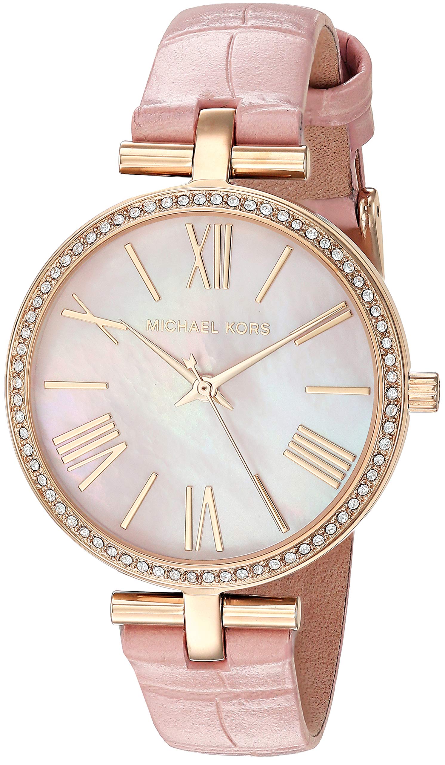 Michael Kors Maci Women's Stainless Steel Quartz Watch with Genuine Leather Strap - Elegant Dress Watch for Office, Party & Everyday Wear