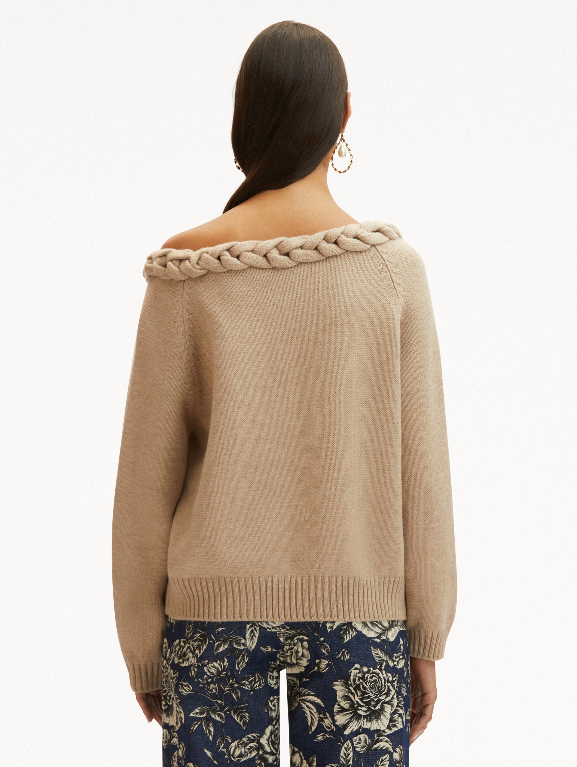 Braided Neckline Pullover Sweater for Women - Cozy Knit Tops with Stylish Cable Design - Perfect for Fall & Winter Layering, Casual Outfits, and Office Wear