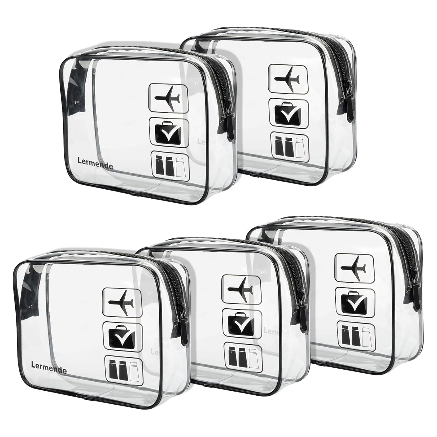 TSA Approved Clear Toiletry Bag for Travel - Quart Size Cosmetic Organizer for Women & Men (5 Black) | Perfect for Airports, Bathroom Storage & Medicine Organization