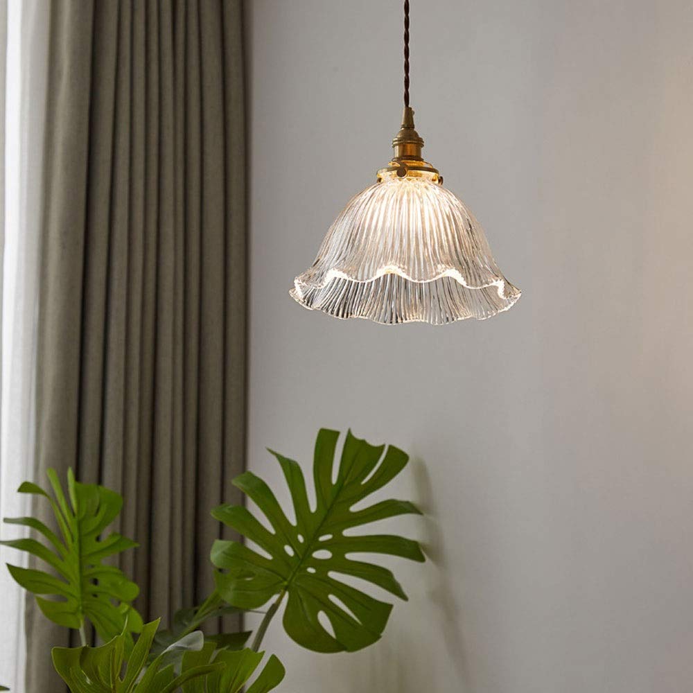 Nordic Simplicity Pendant Light with Ribbed Glass Shade - Modern Suspension Chandelier for Restaurant, Bar Counter, Entrance & Balcony Ceiling Lighting - Perfect for Dining Rooms, Cafes and Home Decor