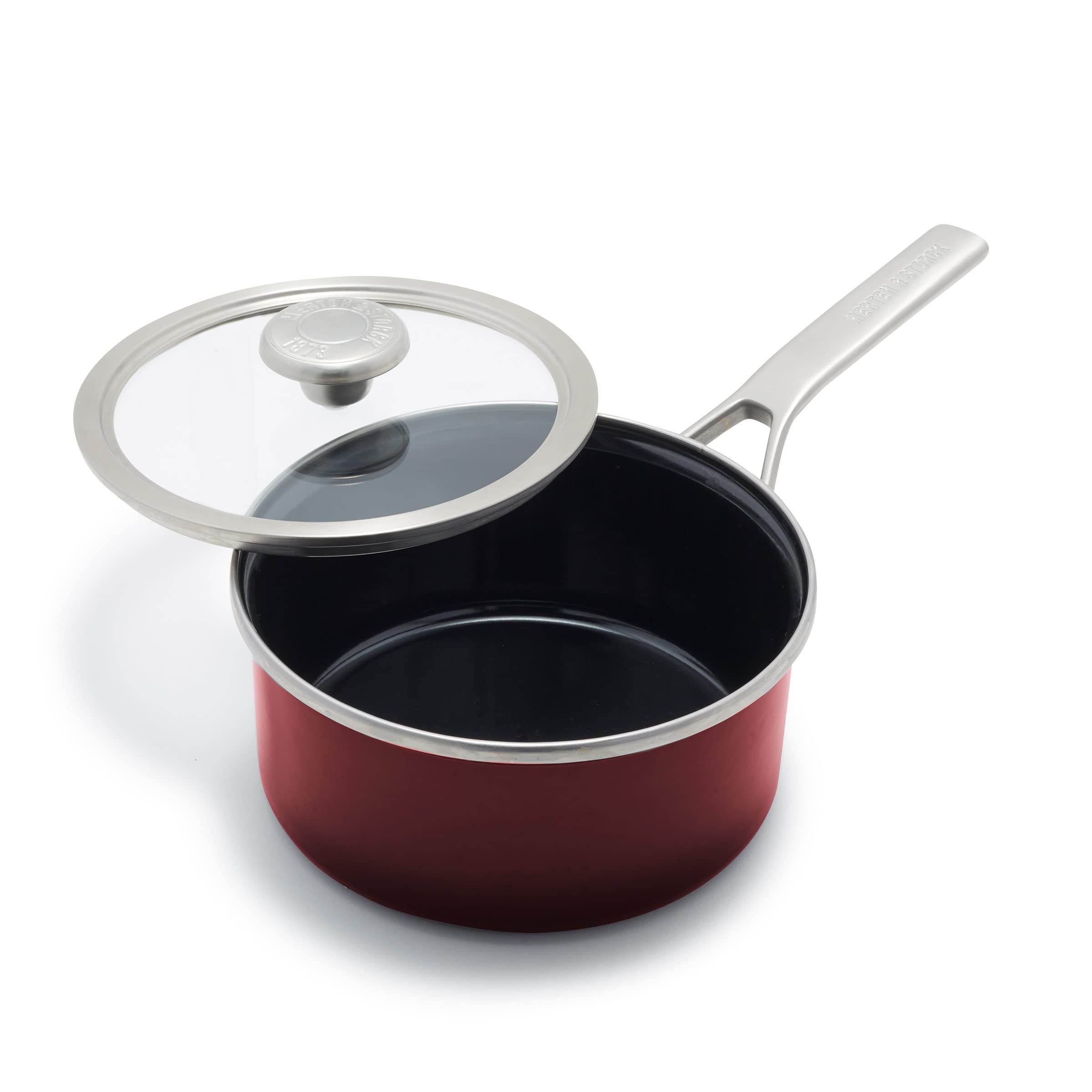 Premium Merten & Storck European Crafted 2.1QT Saucepan with Lid - PFAS & PTFE Free, Induction Compatible, Dishwasher & Oven Safe - Merlot Red Cookware for Soups, Sauces & Pasta | Perfect for Home Chefs & Professional Kitchens