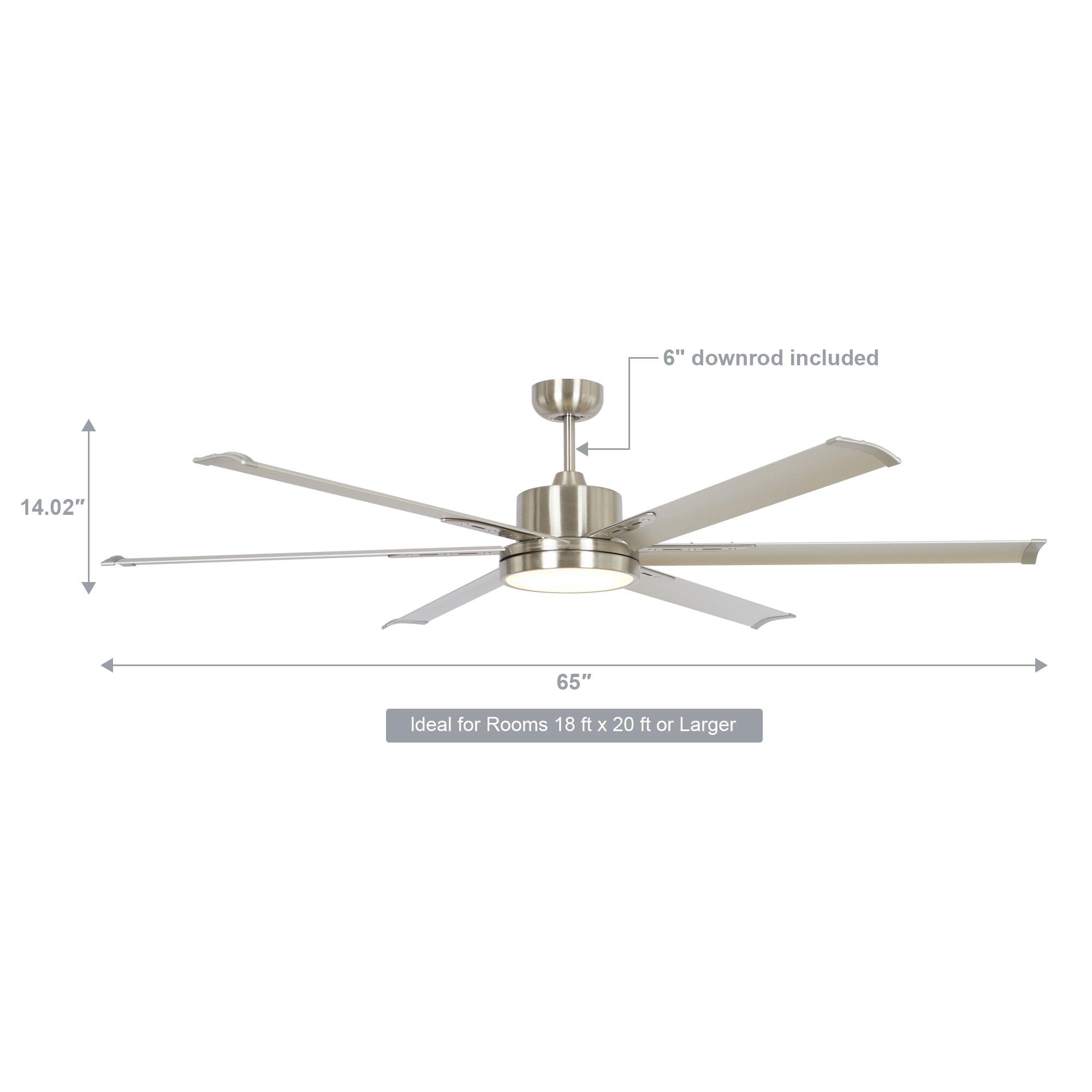 65 Inch Modern Ceiling Fan with DC Motor, LED Light, Remote Control - Quiet & Energy Efficient for Living Room, Bedroom, Patio