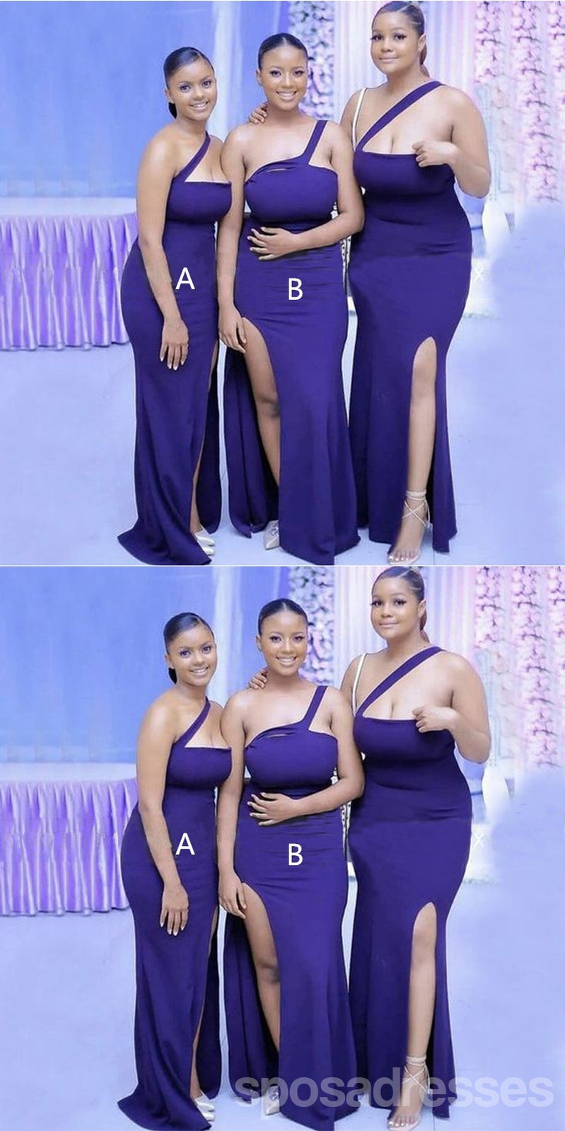 Elegant Mismatched Blue Mermaid Bridesmaid Dresses with Side Slit - WG1630 | Formal Evening Gowns for Weddings, Prom & Special Occasions