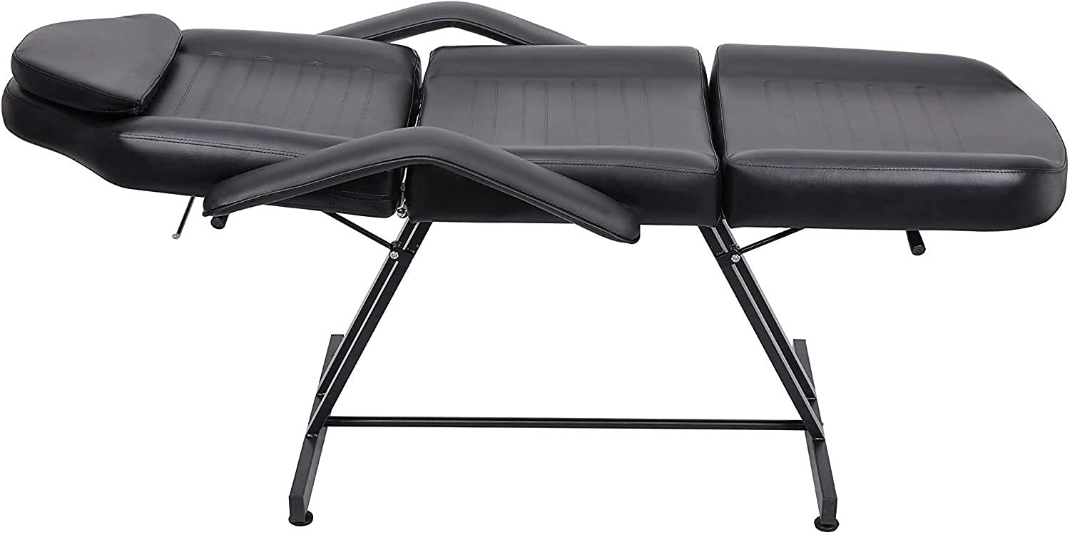 Professional Multi-Purpose Spa Facial Bed - Adjustable Tattoo & Beauty Salon Bed with Stool, Black - Perfect for Massage, Facial Treatments & Tattoo Services
