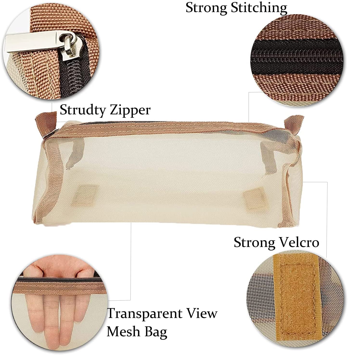 Keetly Waterproof Makeup Bag for Women - Travel Cosmetic Organizer Pouch with Multiple Pockets, Khaki | Perfect for Travel, Gym, and Daily Makeup Storage