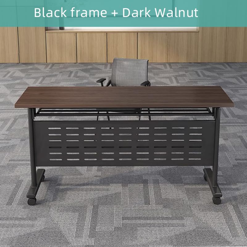 Foldable Conference Table with Wheels - 47x24x30in Mobile Training & Seminar Table for Office, Meeting Room, Classroom - Easy Flip Top Design for Space Saving (Black) - Perfect for Corporate Events, School Activities & Home Office Use